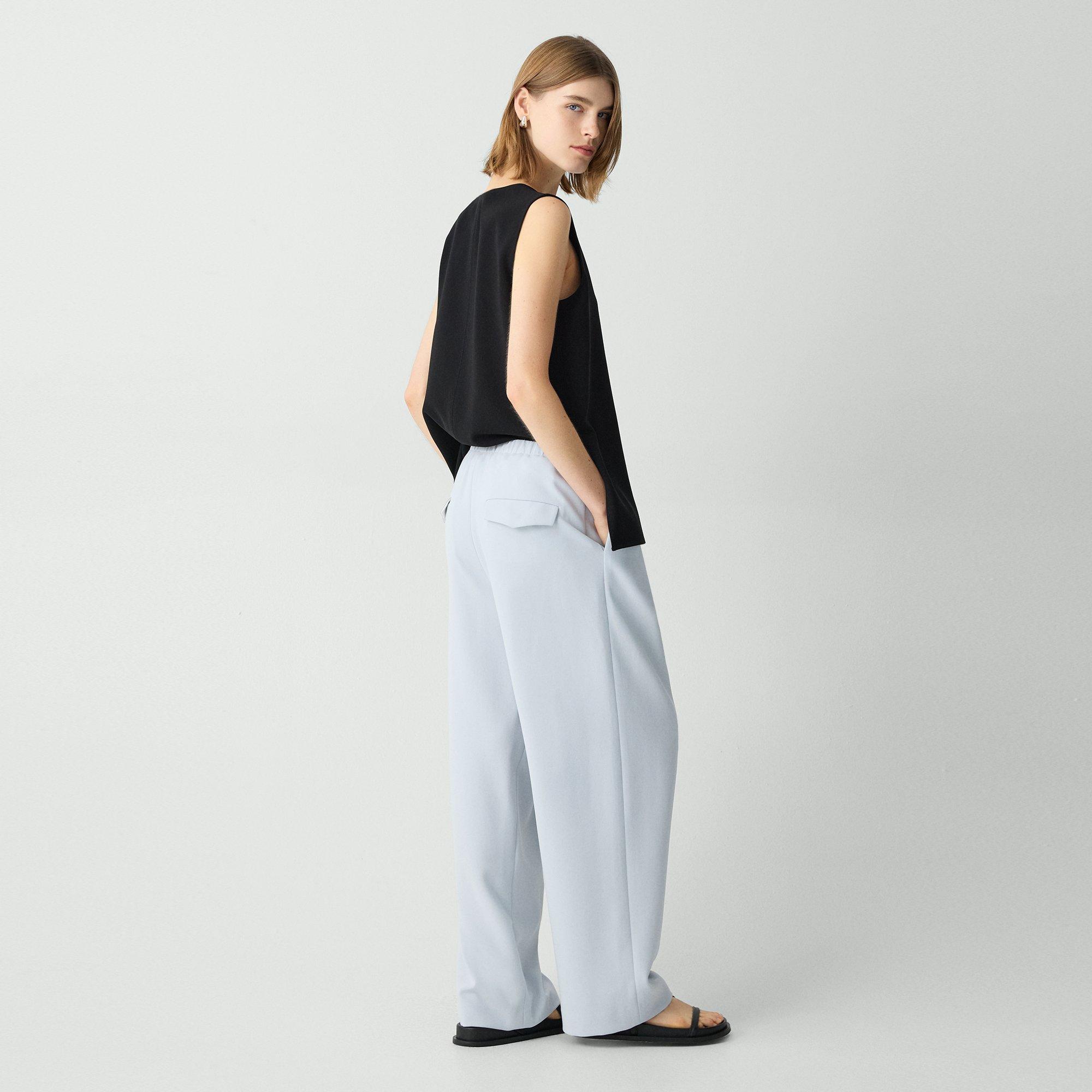 Pleated Pull-On Pant in Admiral Crepe