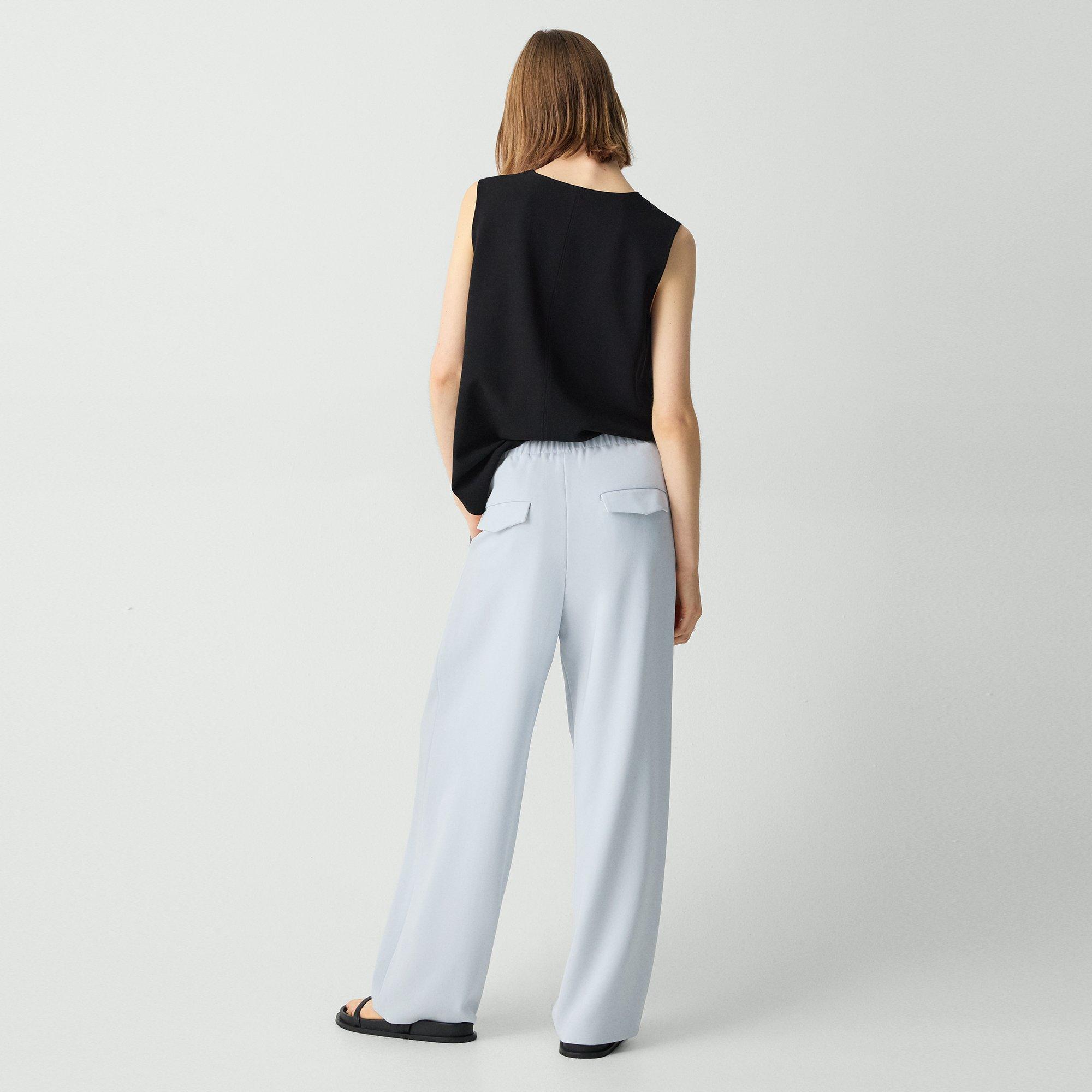 Pleated Pull-On Pant in Admiral Crepe