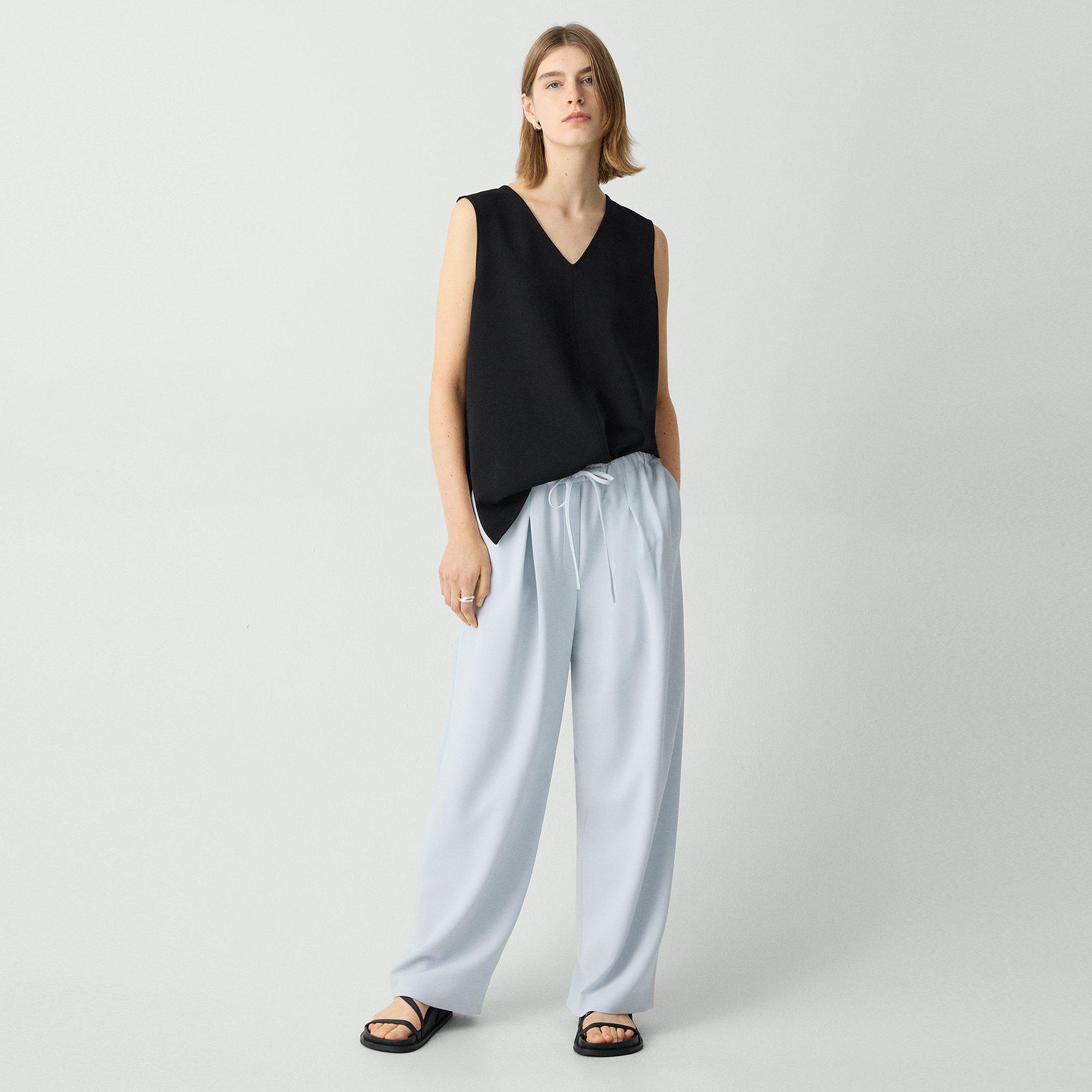 Pleated Pull-On Pant in Admiral Crepe