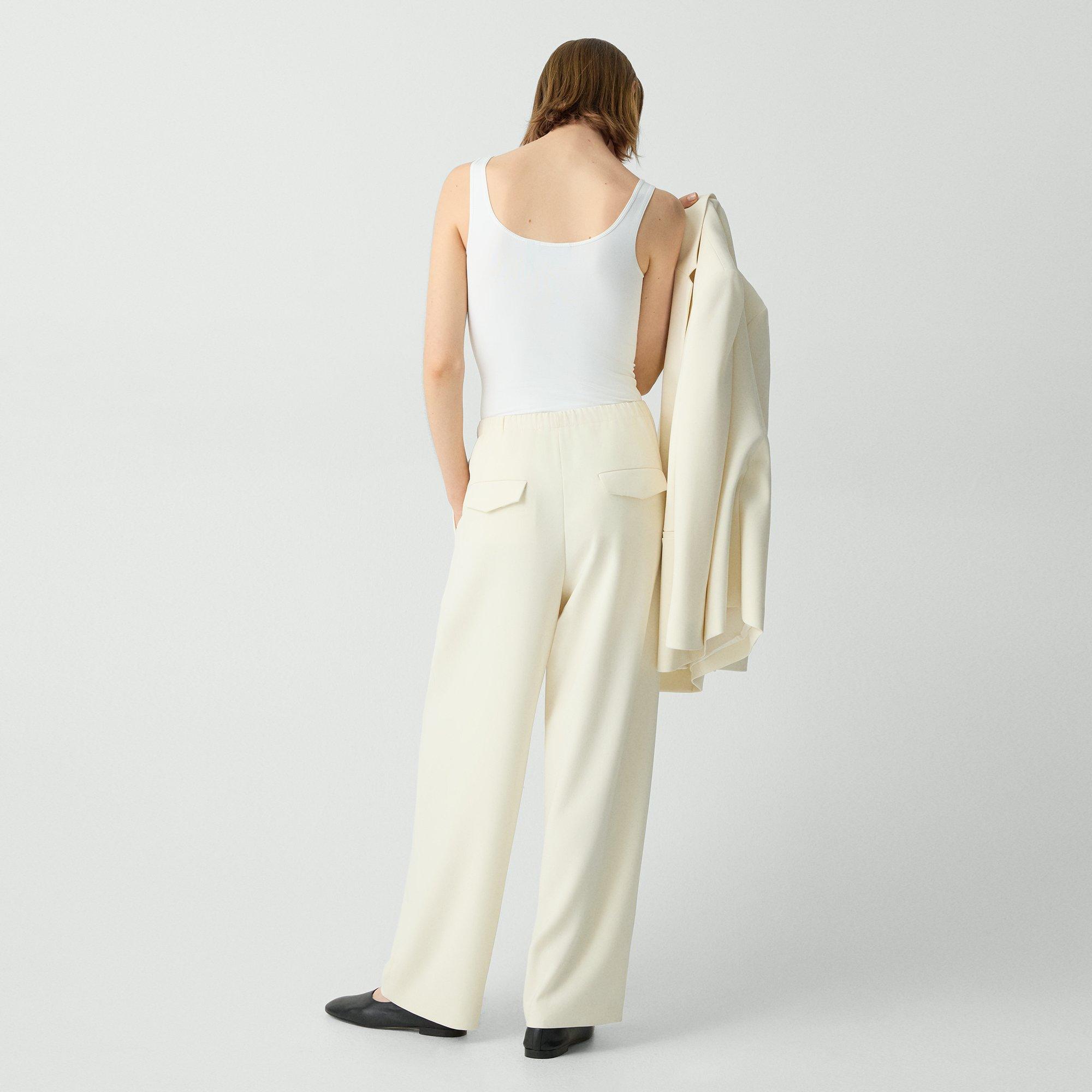 Pleated Pull-On Trousers in Admiral Crepe