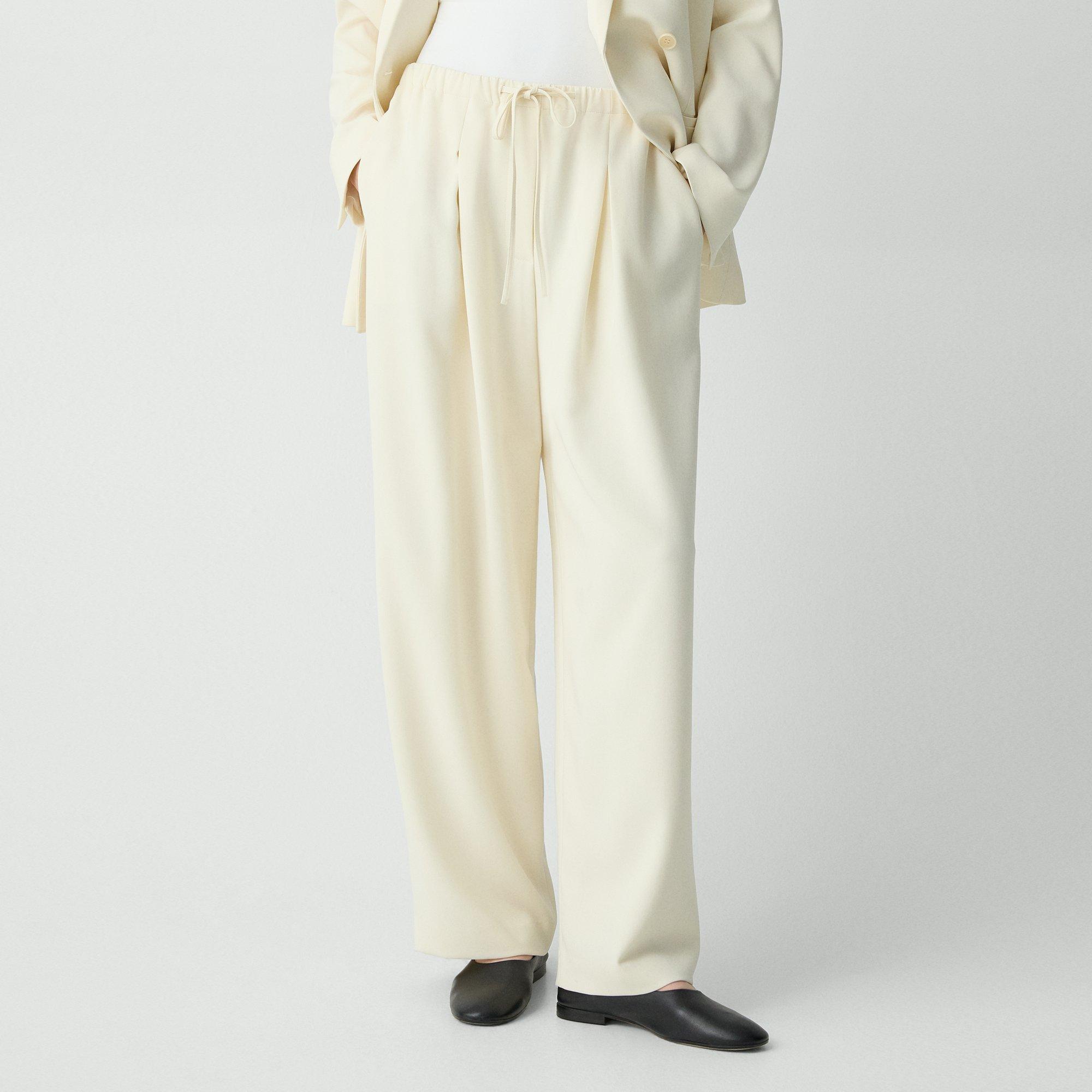 Pleated Pull-On Trousers in Admiral Crepe