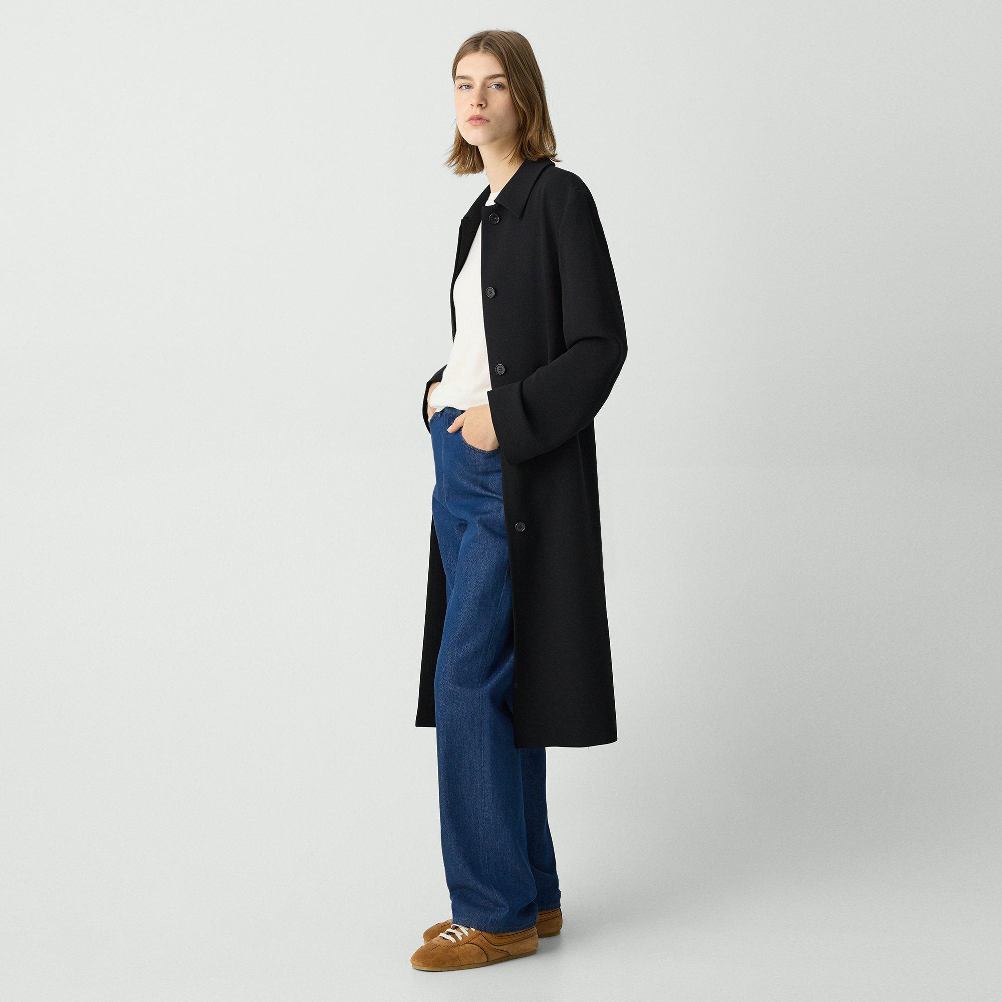 Slim Car Coat in Admiral Crepe