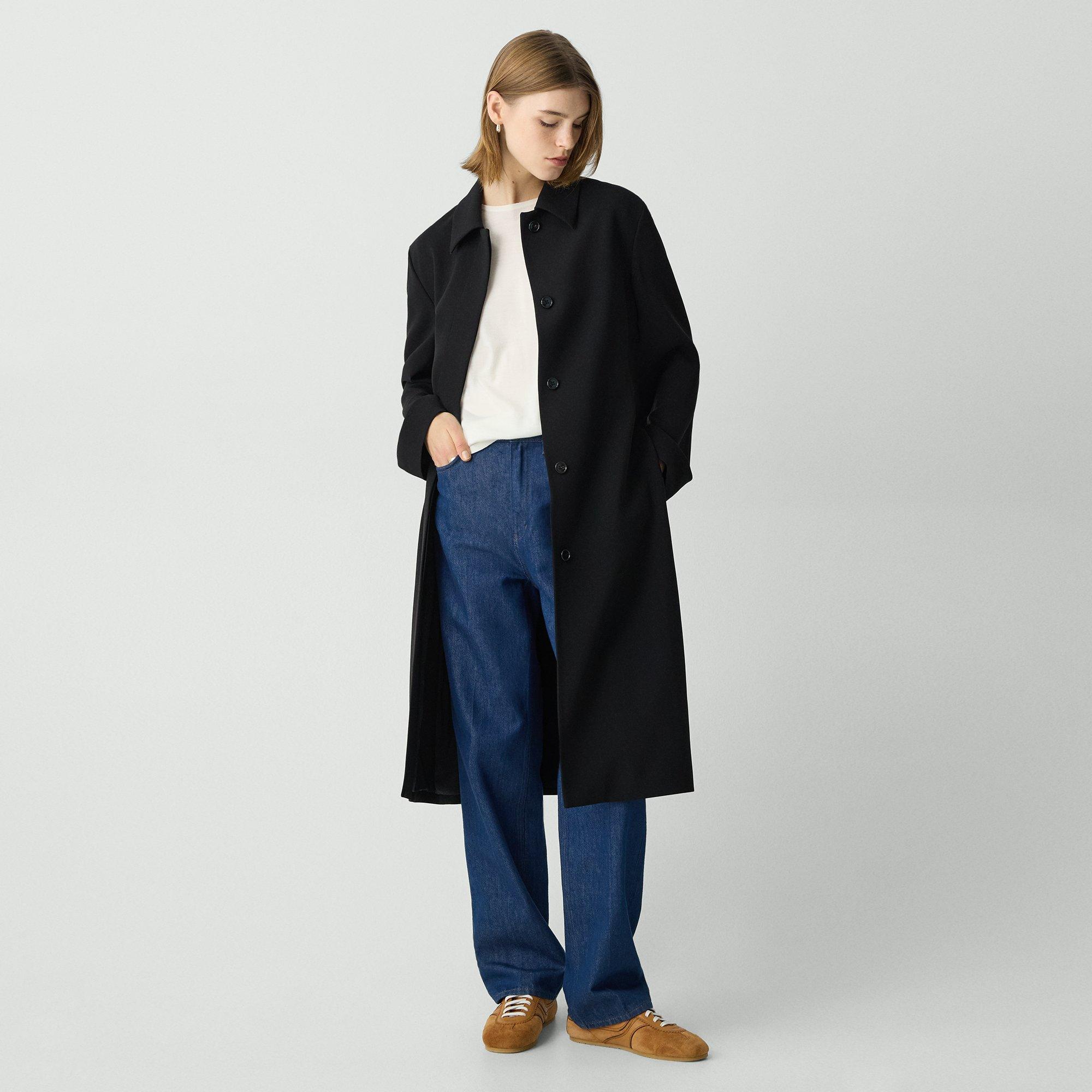 Slim Car Coat in Admiral Crepe