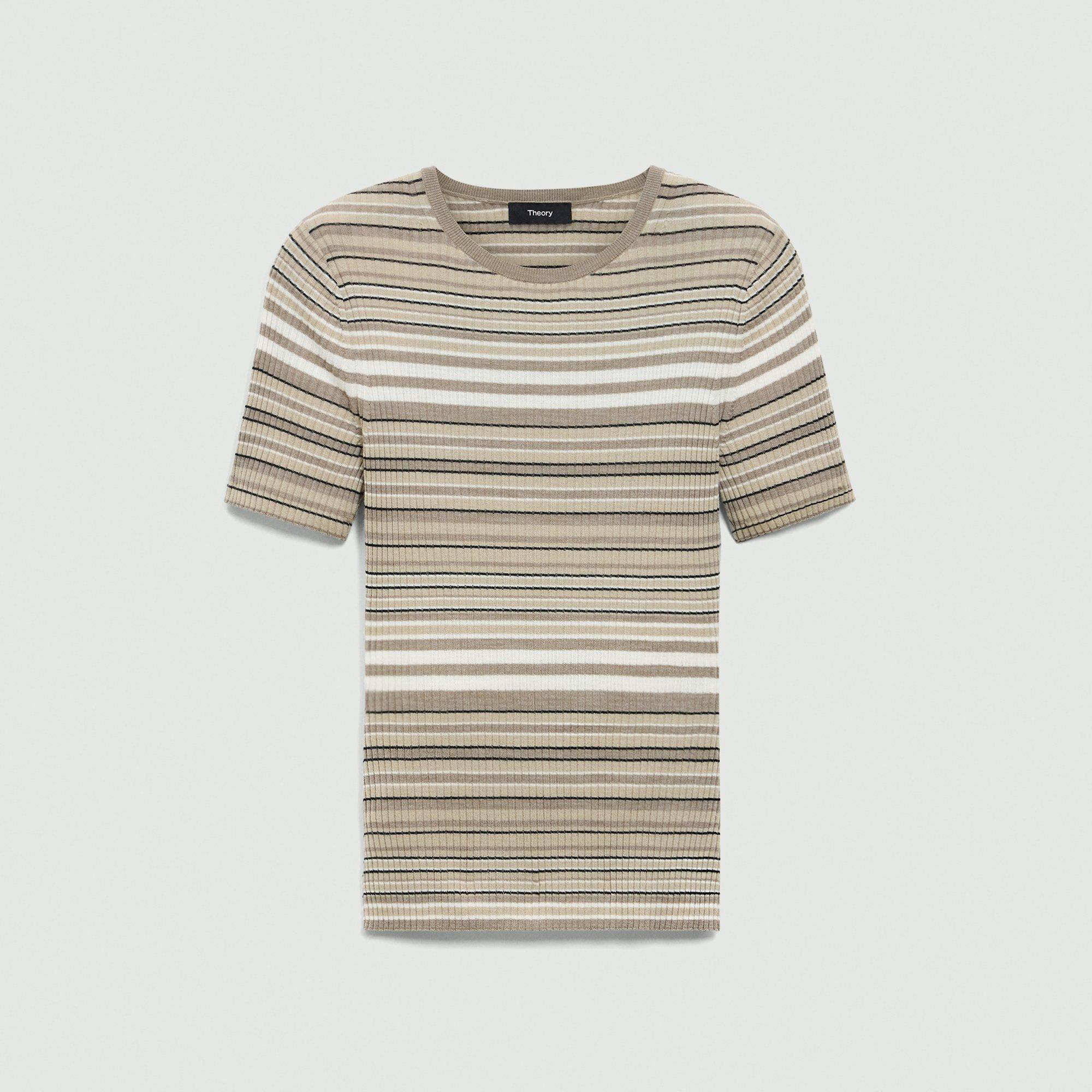 Ribbed Short-Sleeve Sweater in Regal Wool