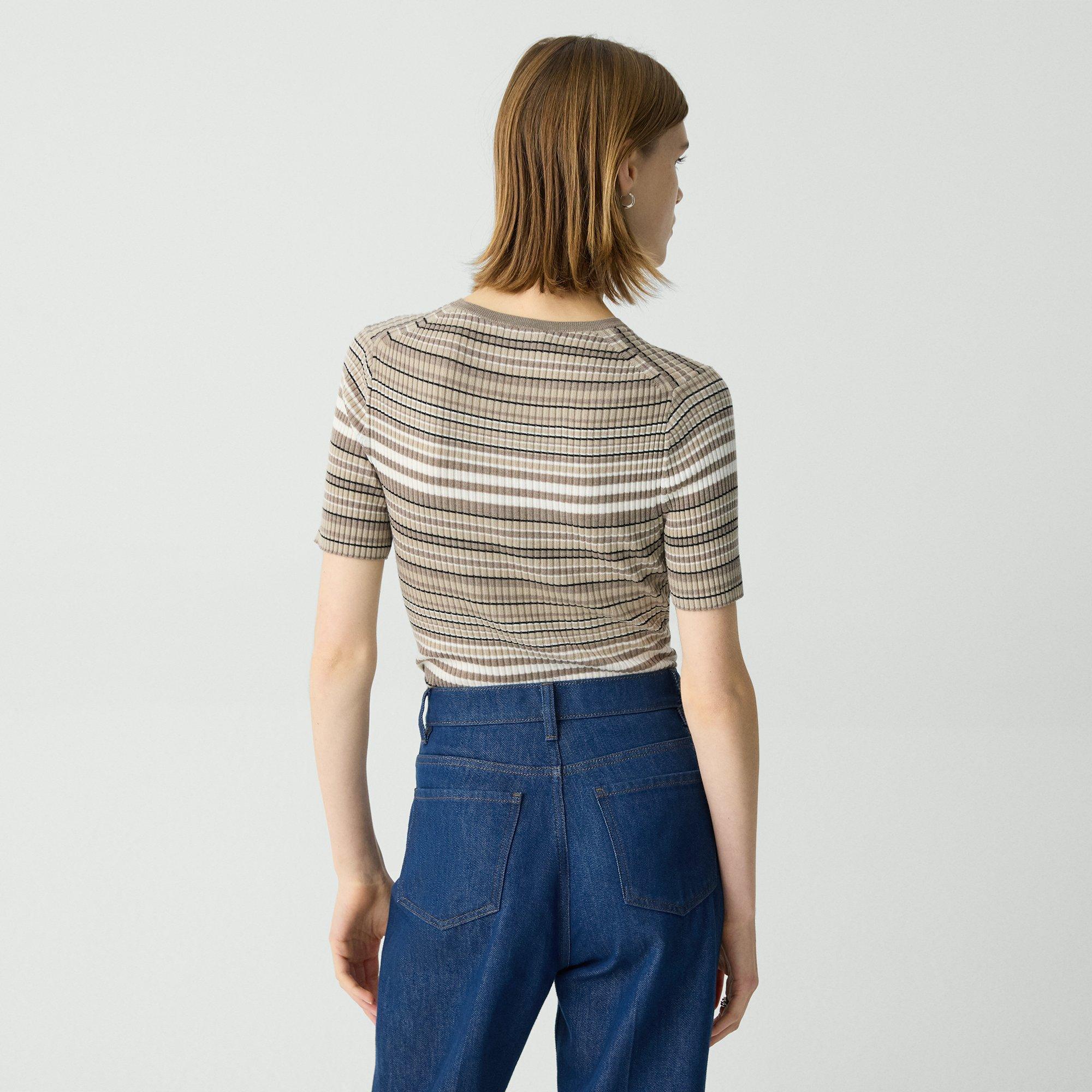 Ribbed Short-Sleeve Sweater in Regal Wool