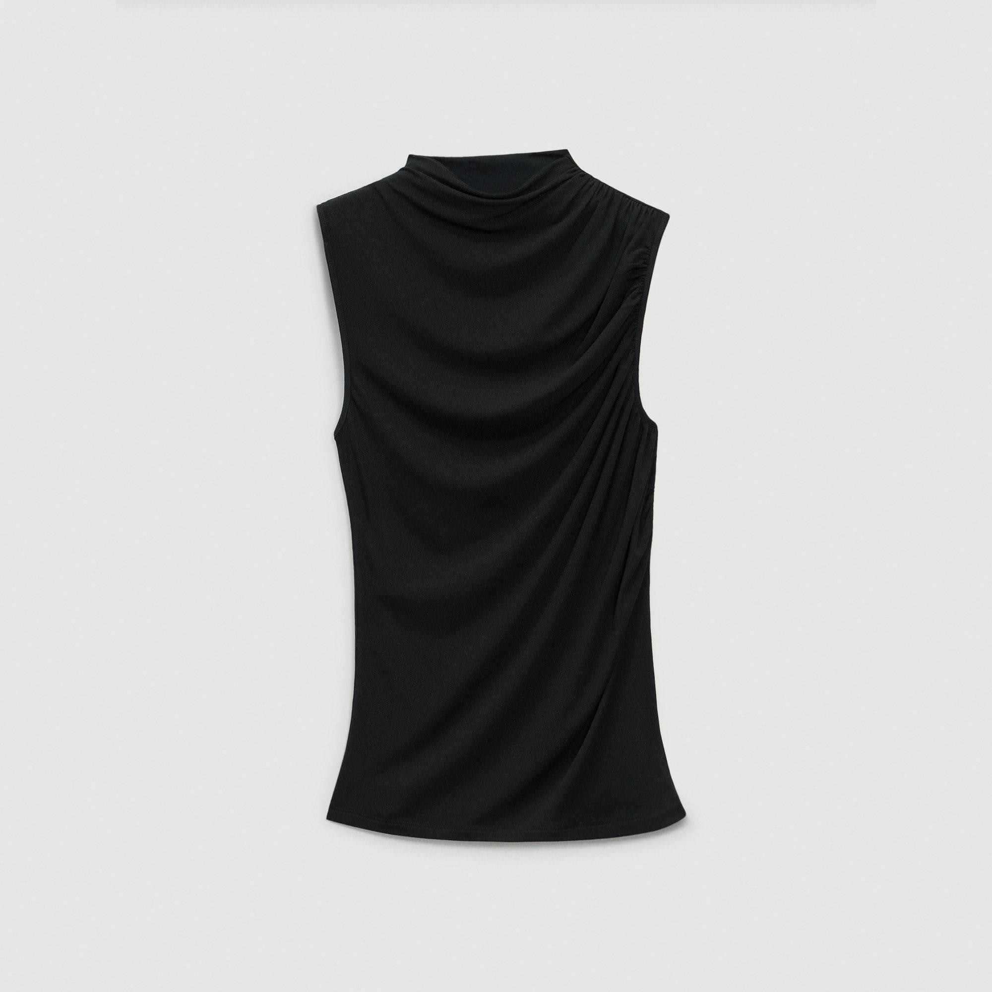 Draped Sleeveless Top in Ribbed Viscose