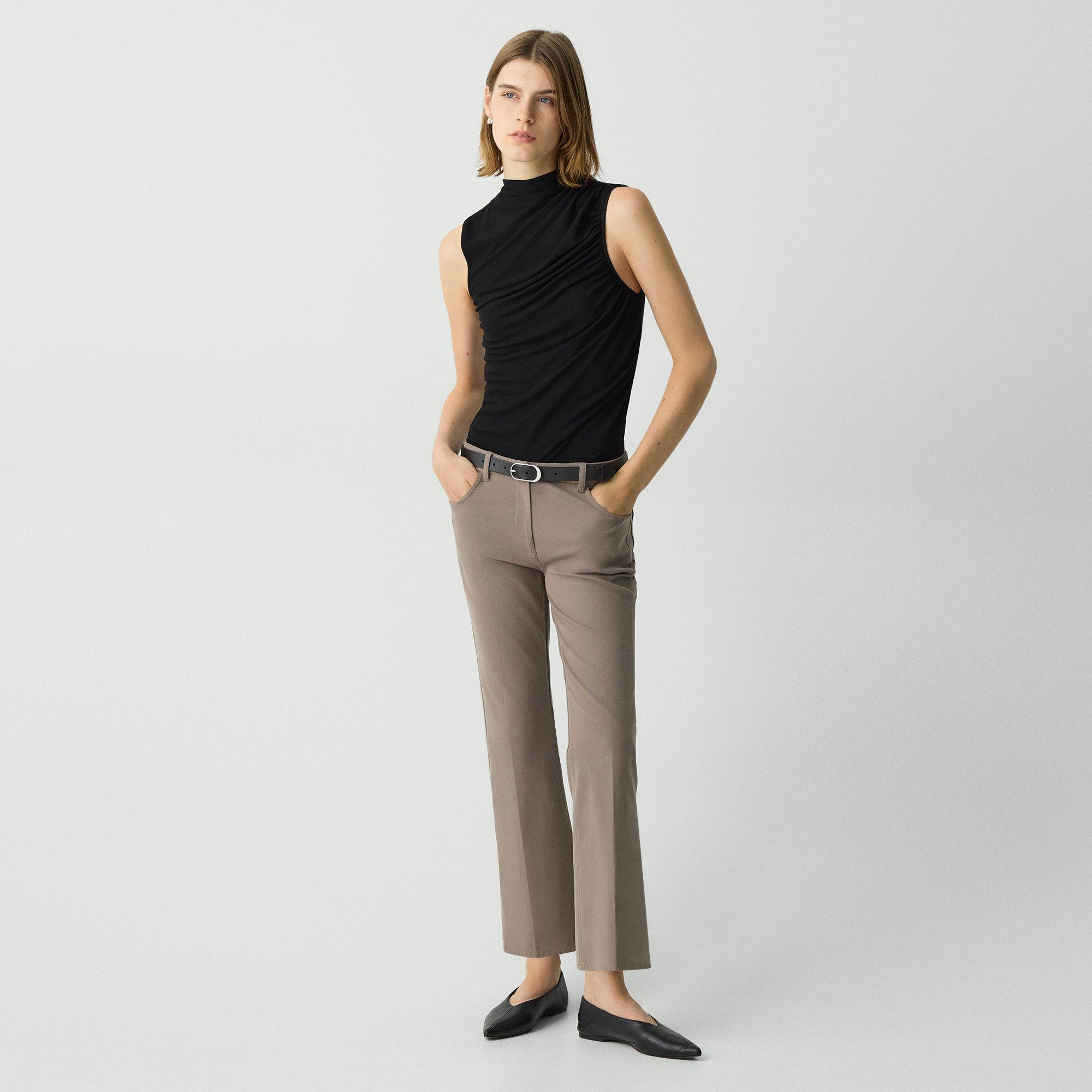 Draped Sleeveless Top in Ribbed Viscose