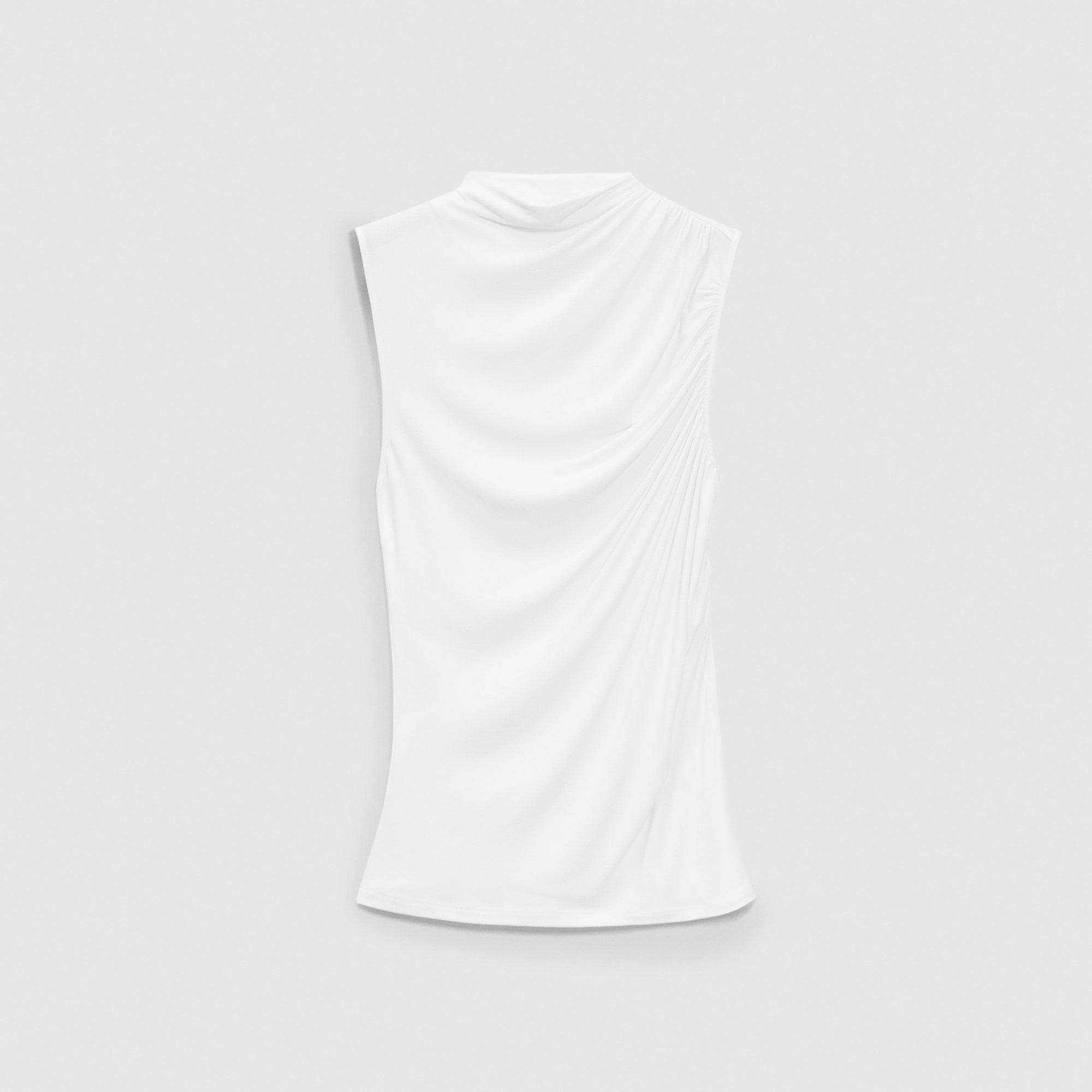 Draped Sleeveless Top in Ribbed Viscose