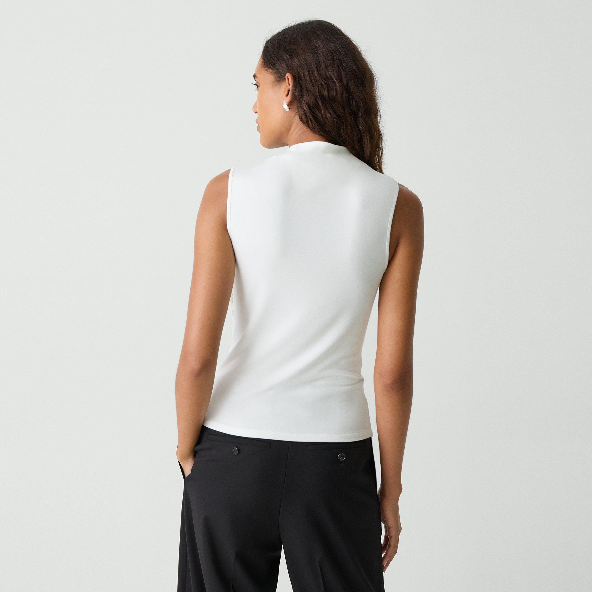 Draped Sleeveless Top in Ribbed Viscose