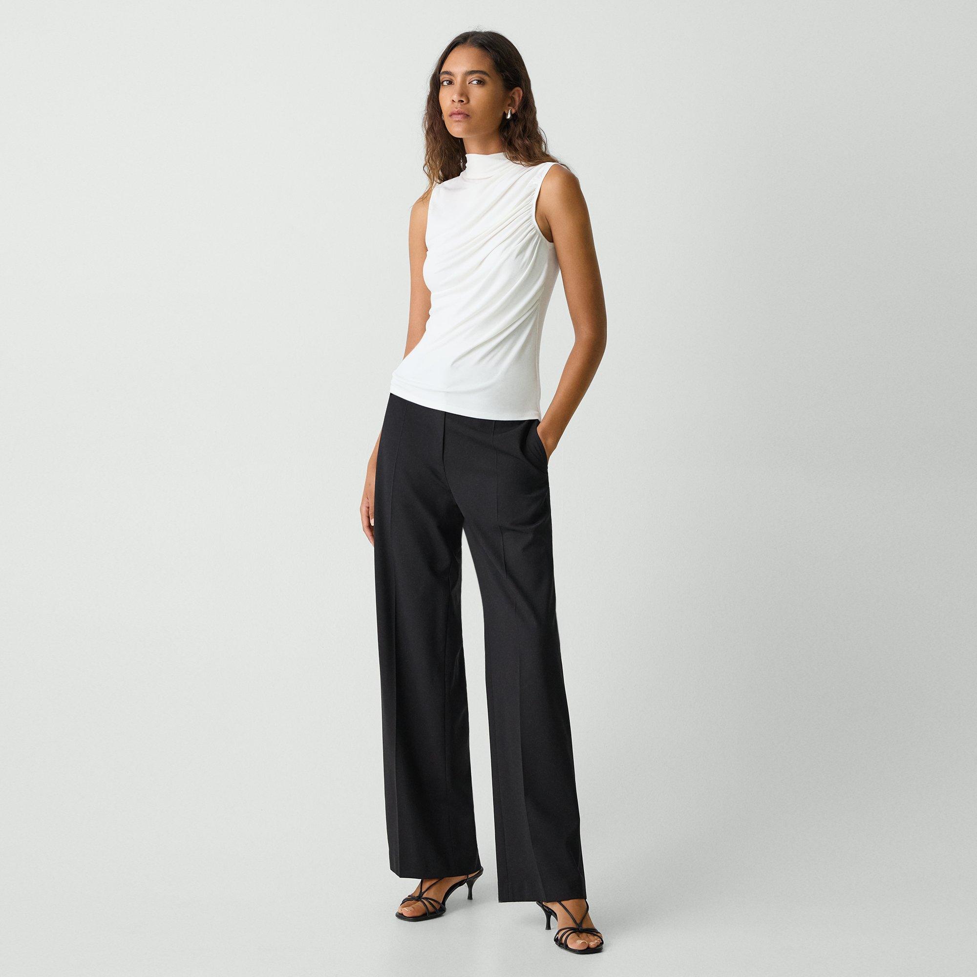 Draped Sleeveless Top in Ribbed Viscose