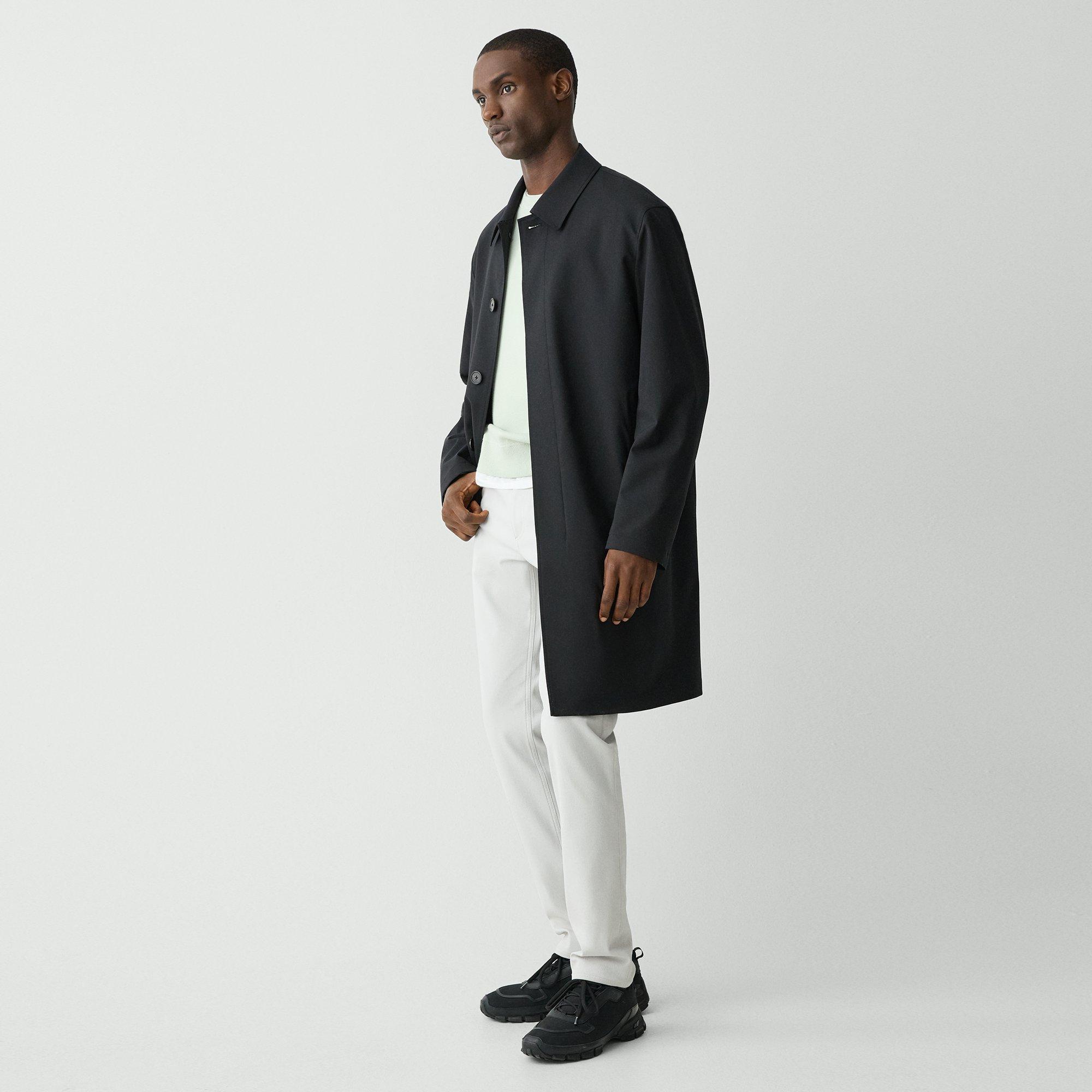 Single-Breasted Overcoat in Stretch Wool