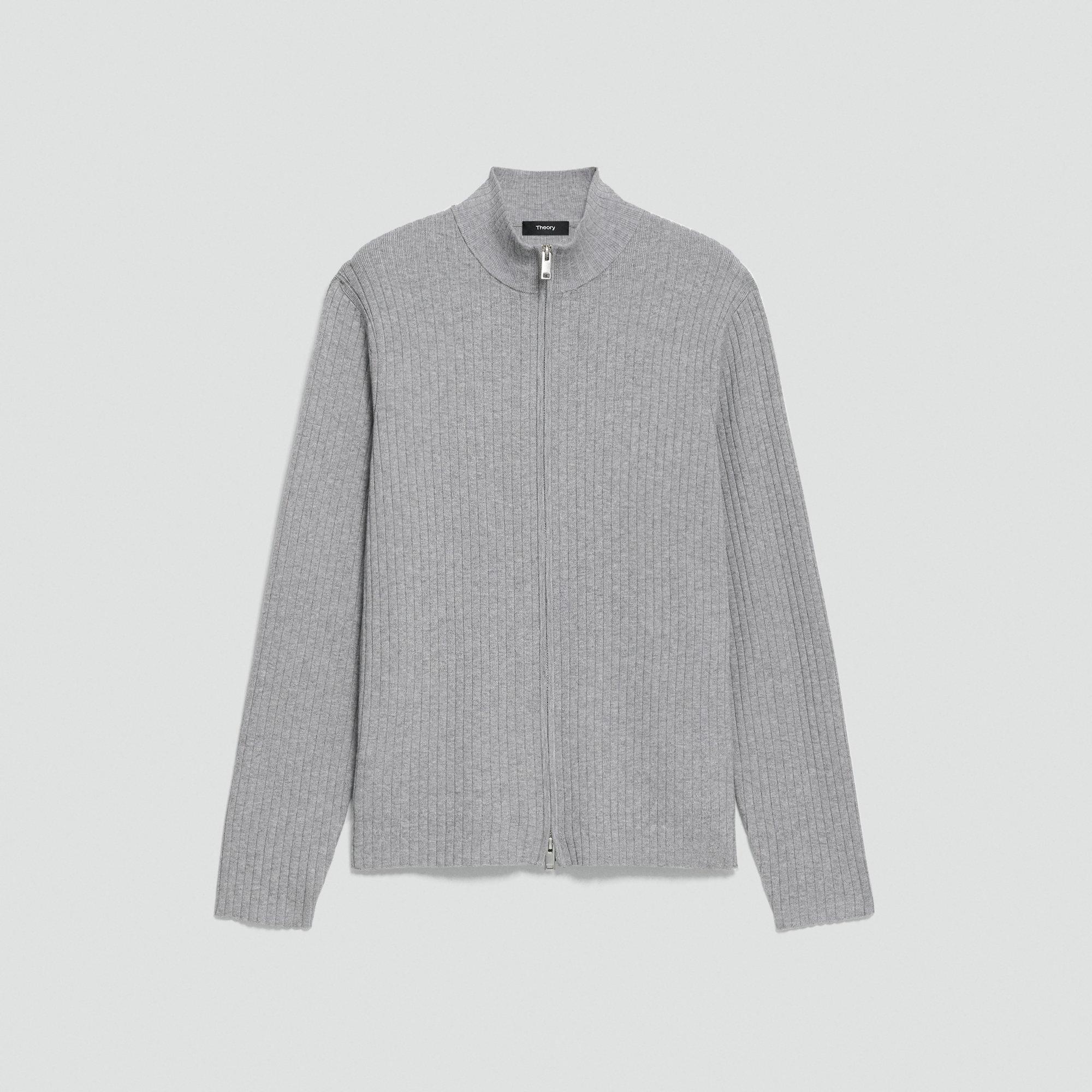 Ribbed Full-Zip Cardigan in Light Bilen