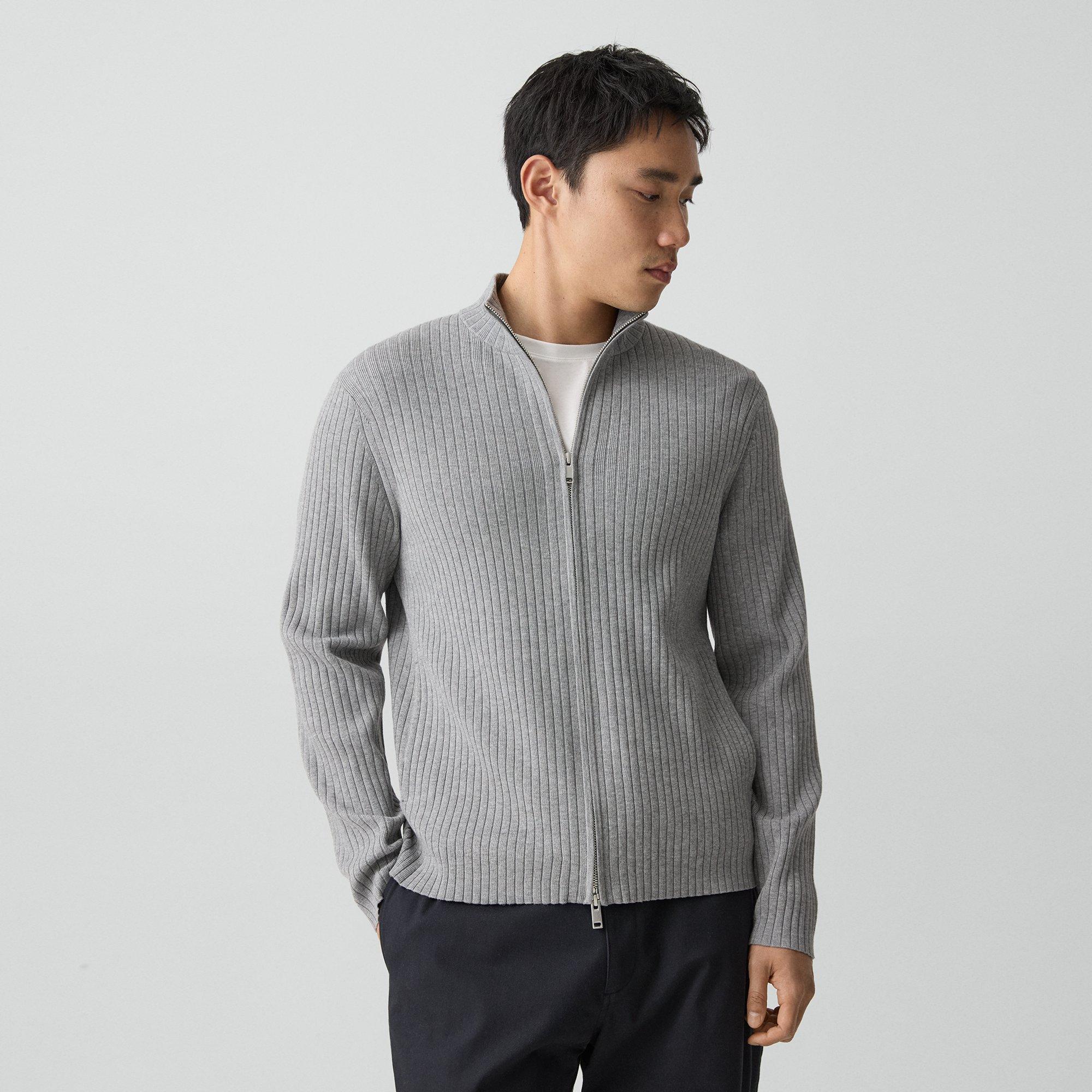 Ribbed Full-Zip Cardigan in Light Bilen