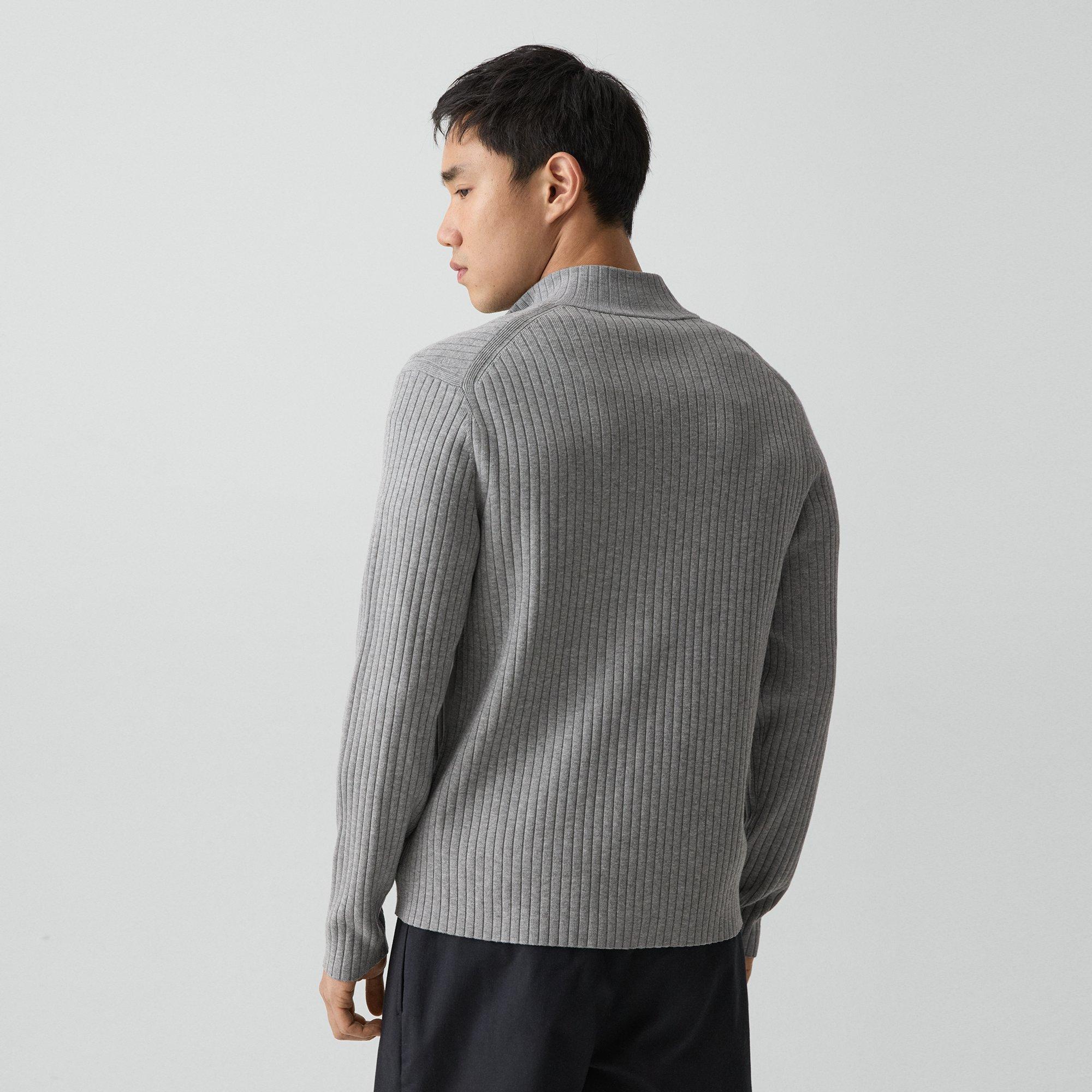 Ribbed Full-Zip Cardigan in Light Bilen