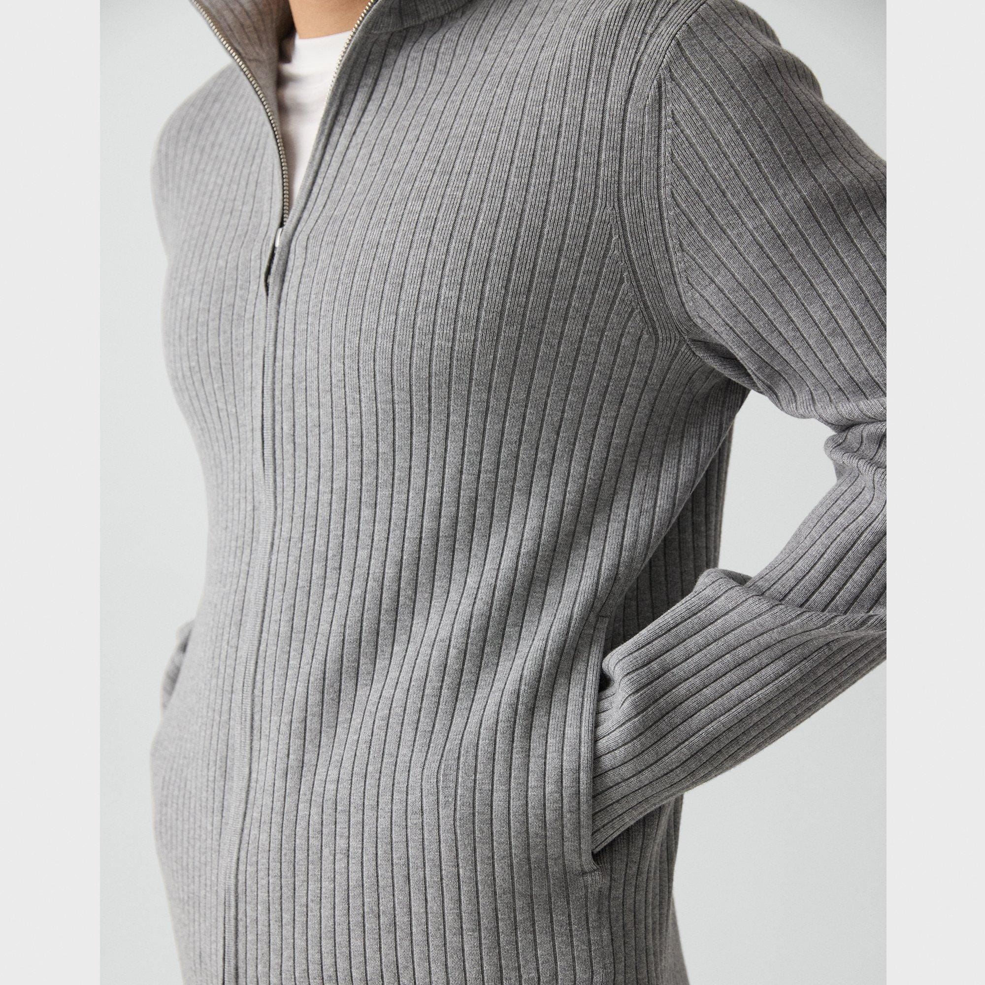 Ribbed Full-Zip Cardigan in Light Bilen