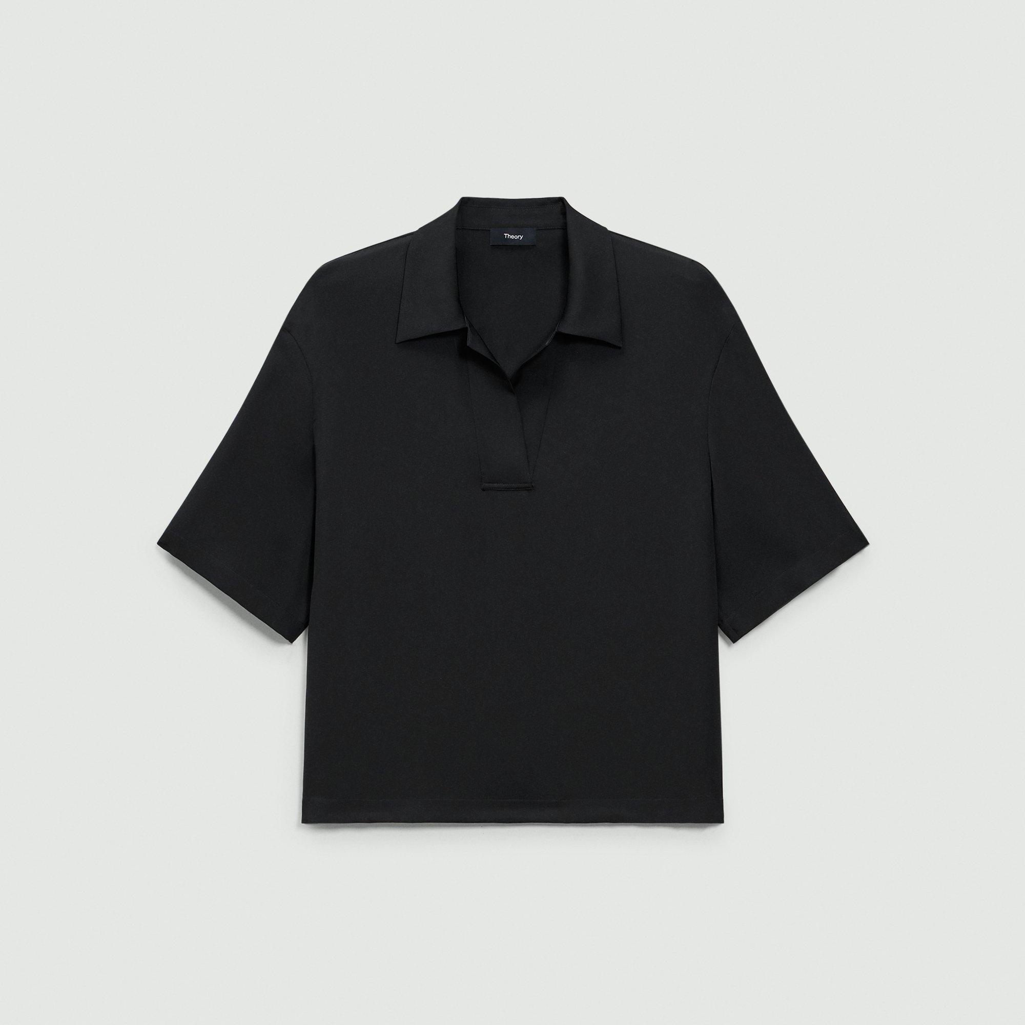 Silk Georgette Oversized Polo Shirt | Theory