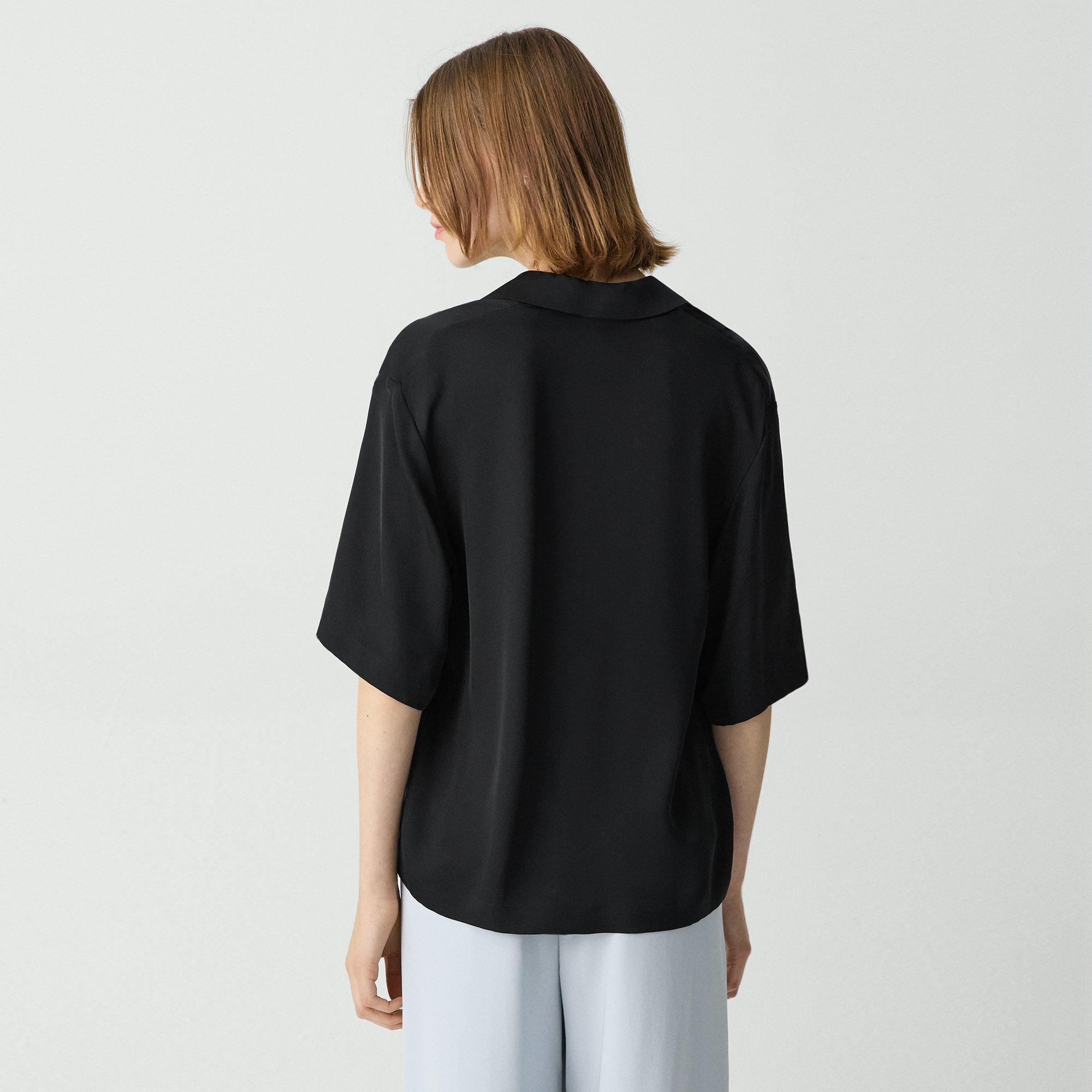 Oversized Polo Shirt in Silk Georgette