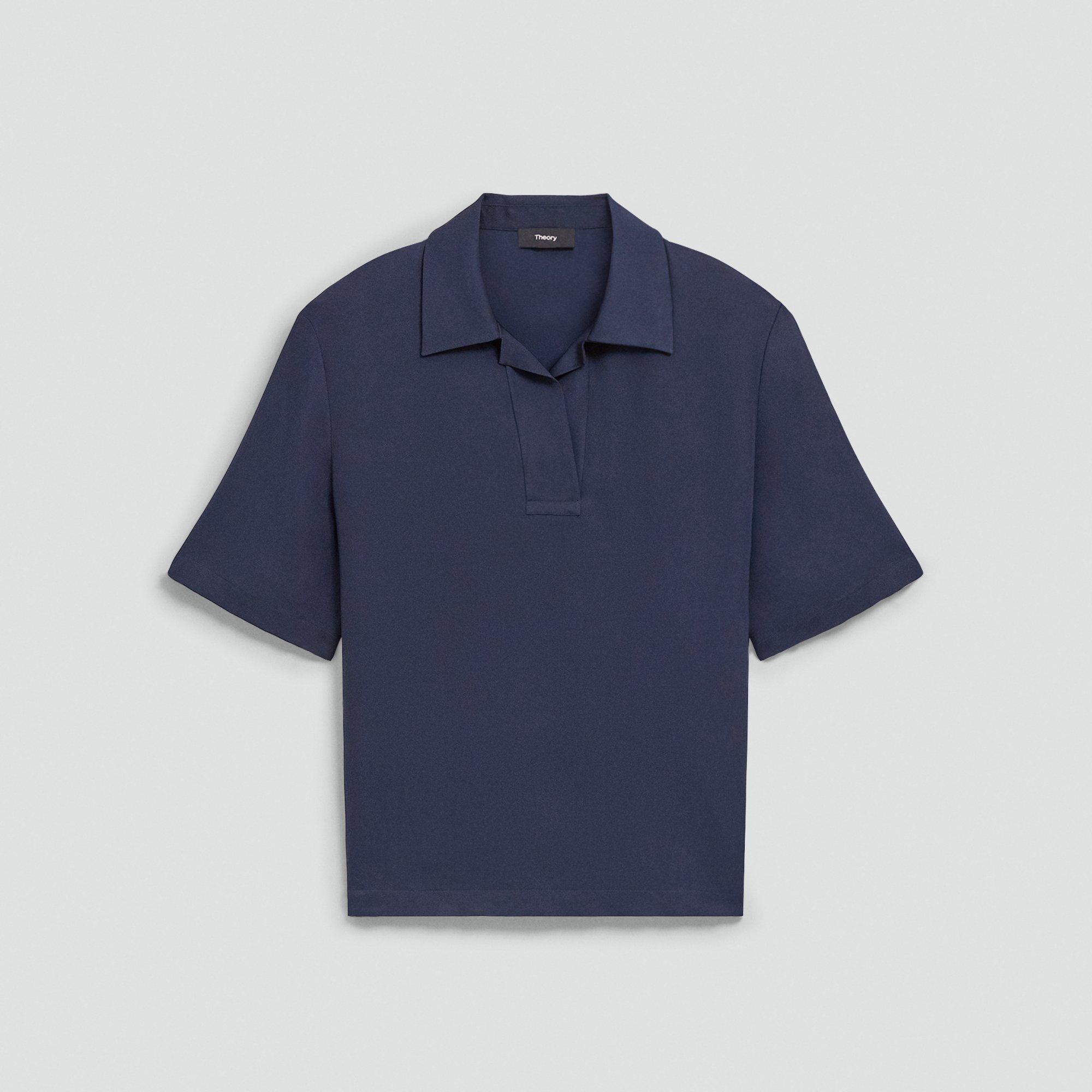 Oversized Polo Shirt in Silk Georgette