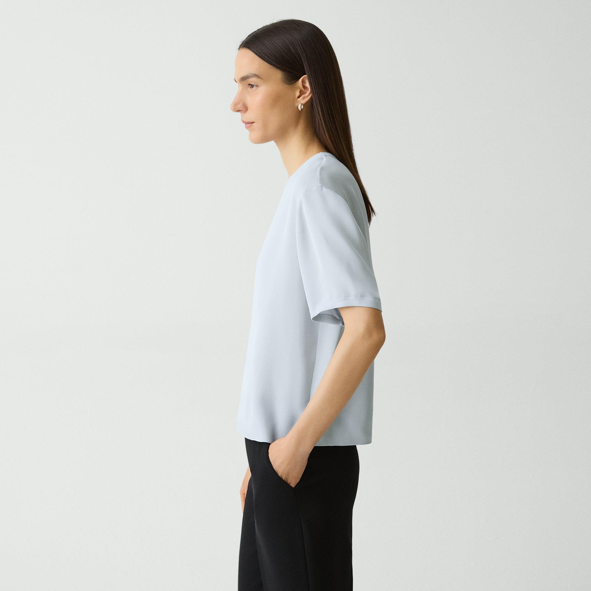 Boxy Tee in Silk Georgette