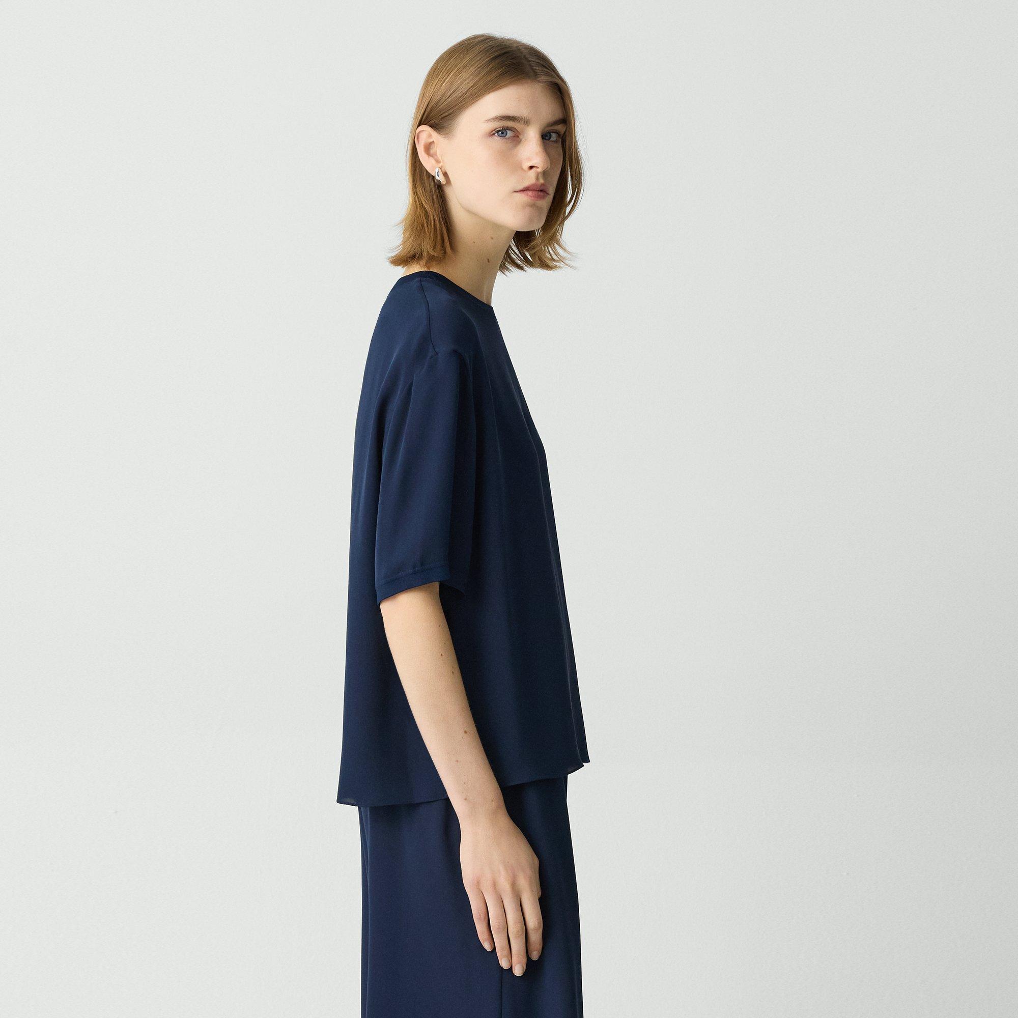 Boxy Tee in Silk Georgette