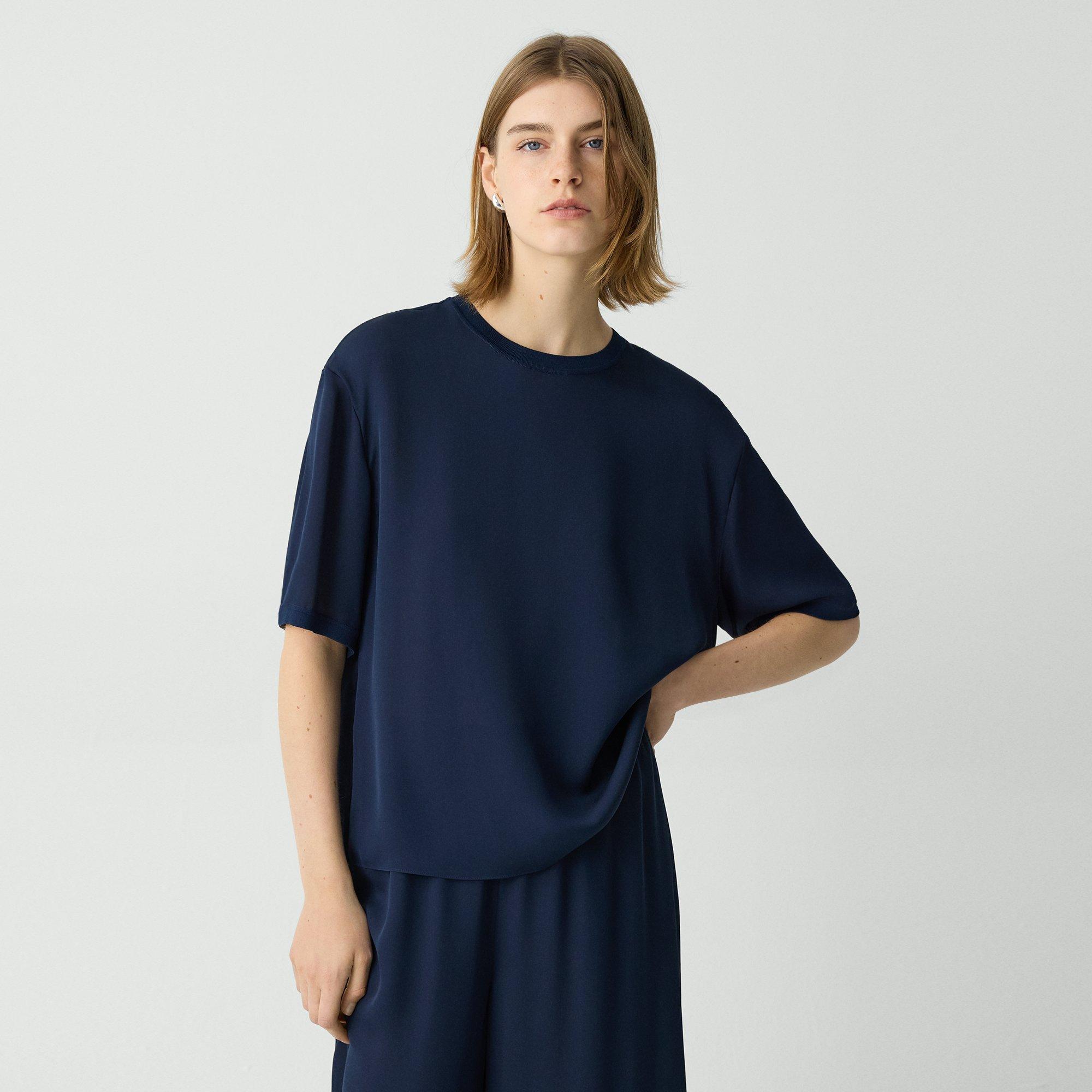 Boxy Tee in Silk Georgette
