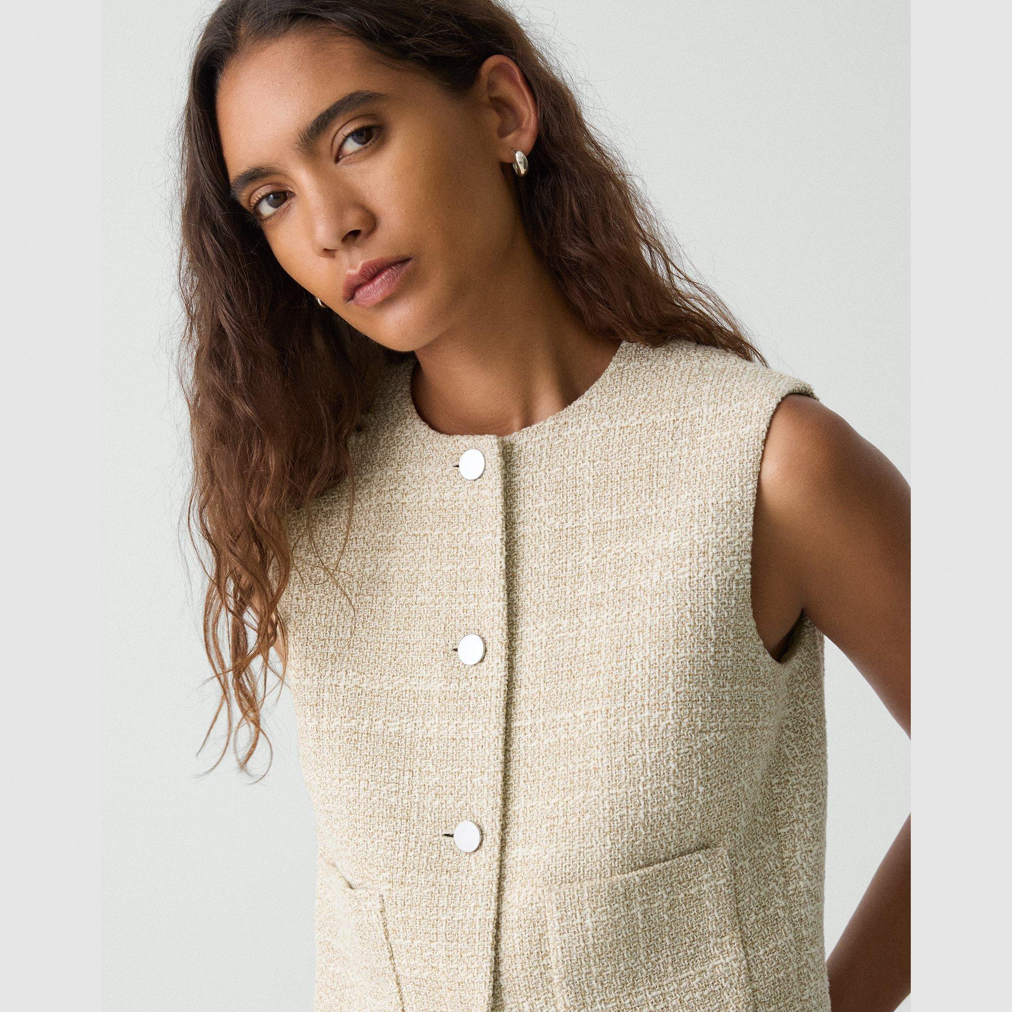 Patch Pocket Vest in Texture Tweed