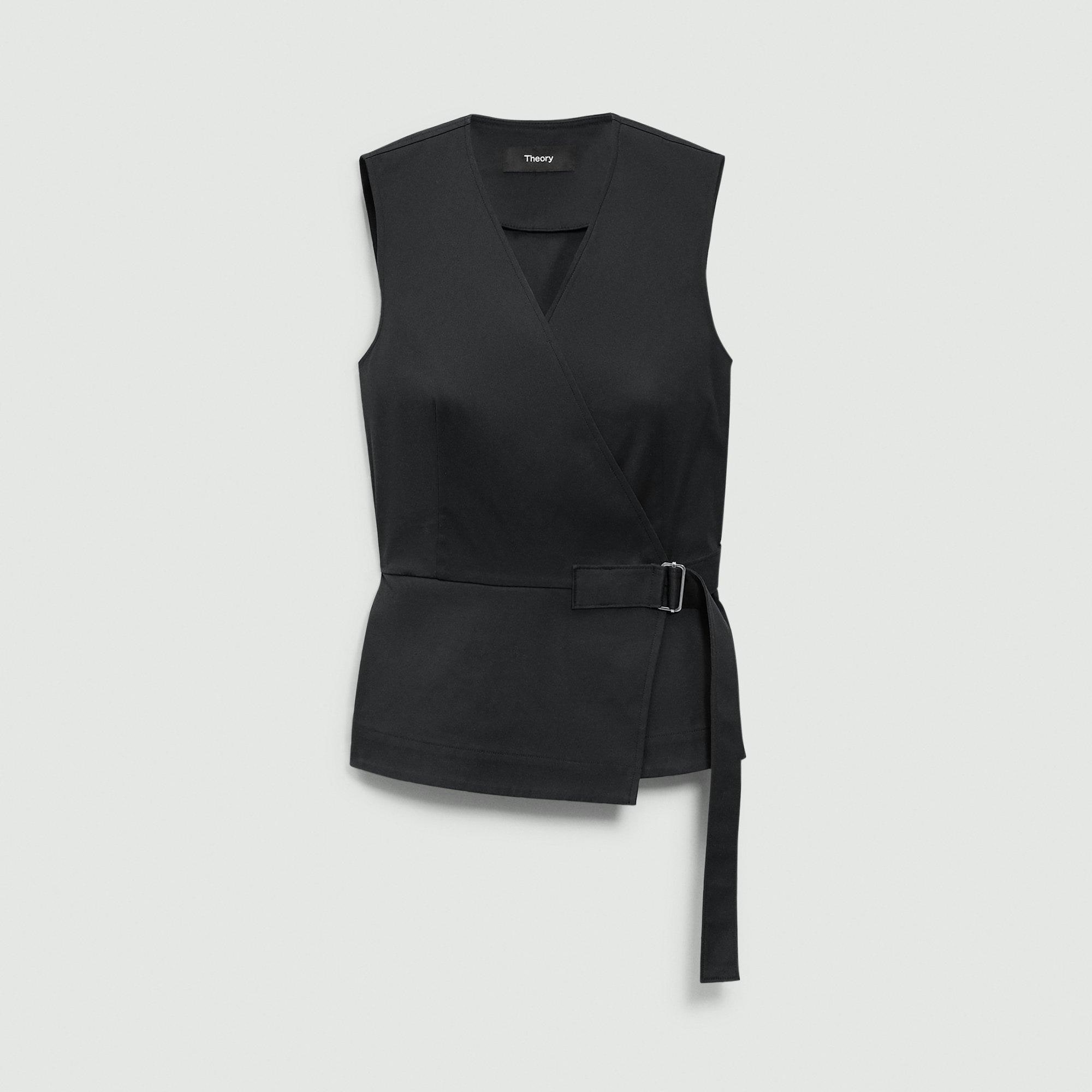 Sleeveless Wrap Top in Cotton Chino