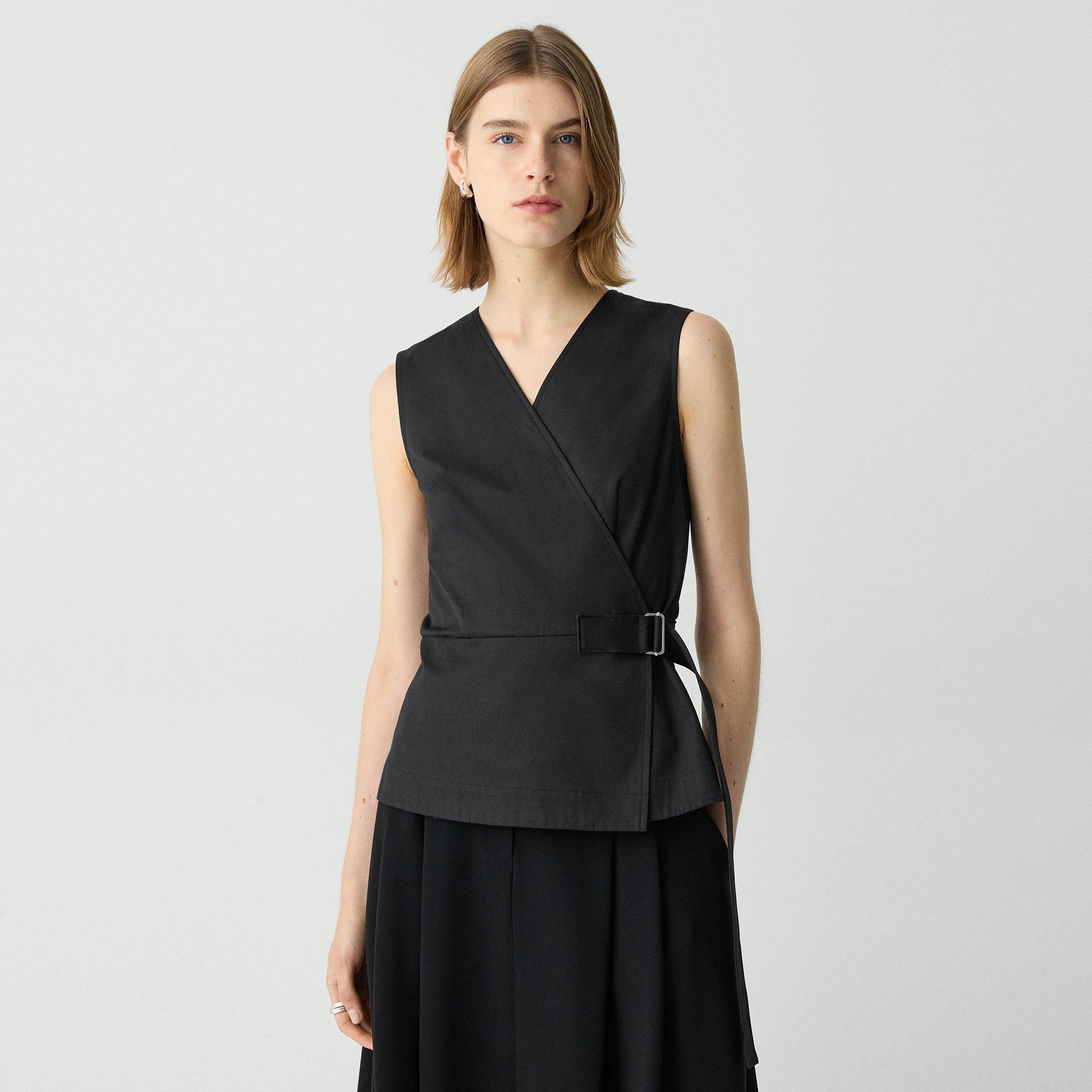 Sleeveless Wrap Top in Cotton Chino