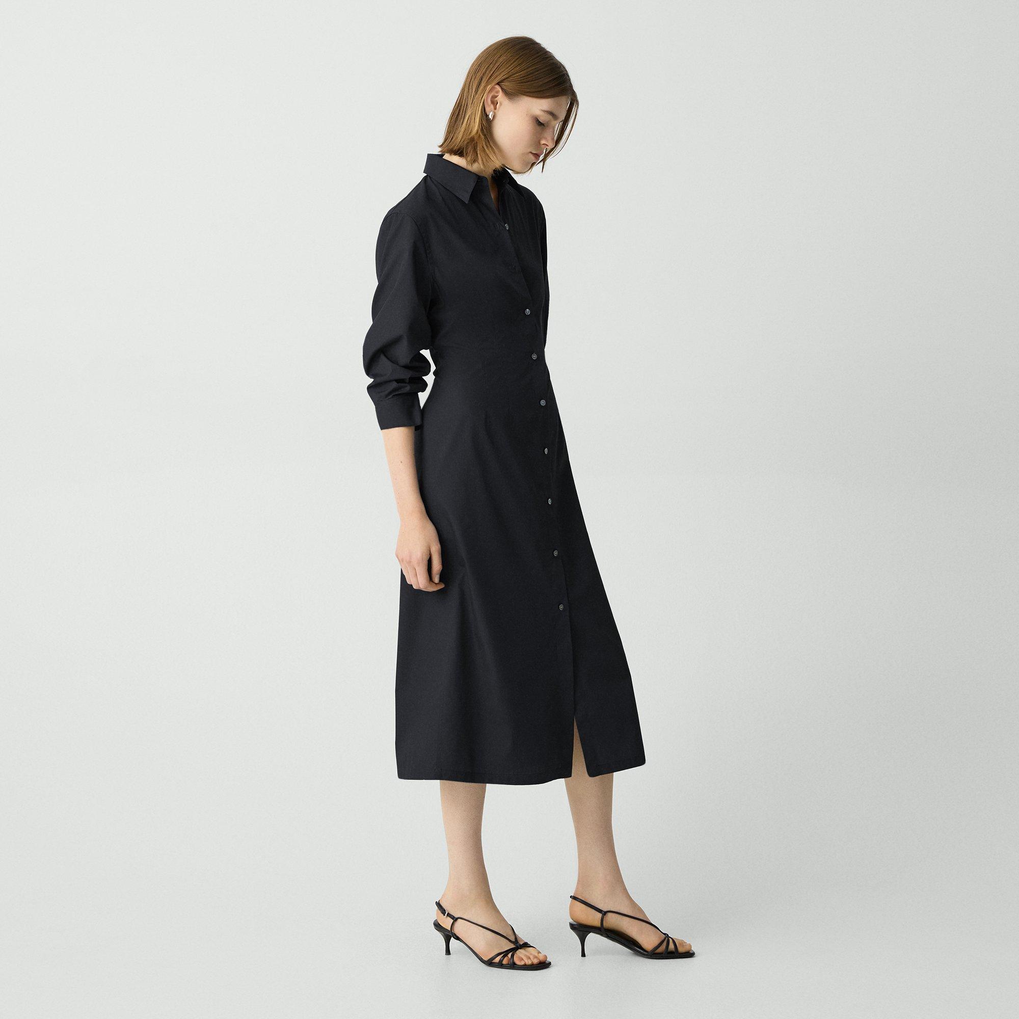 A-Line Midi Dress in Sleek Poplin