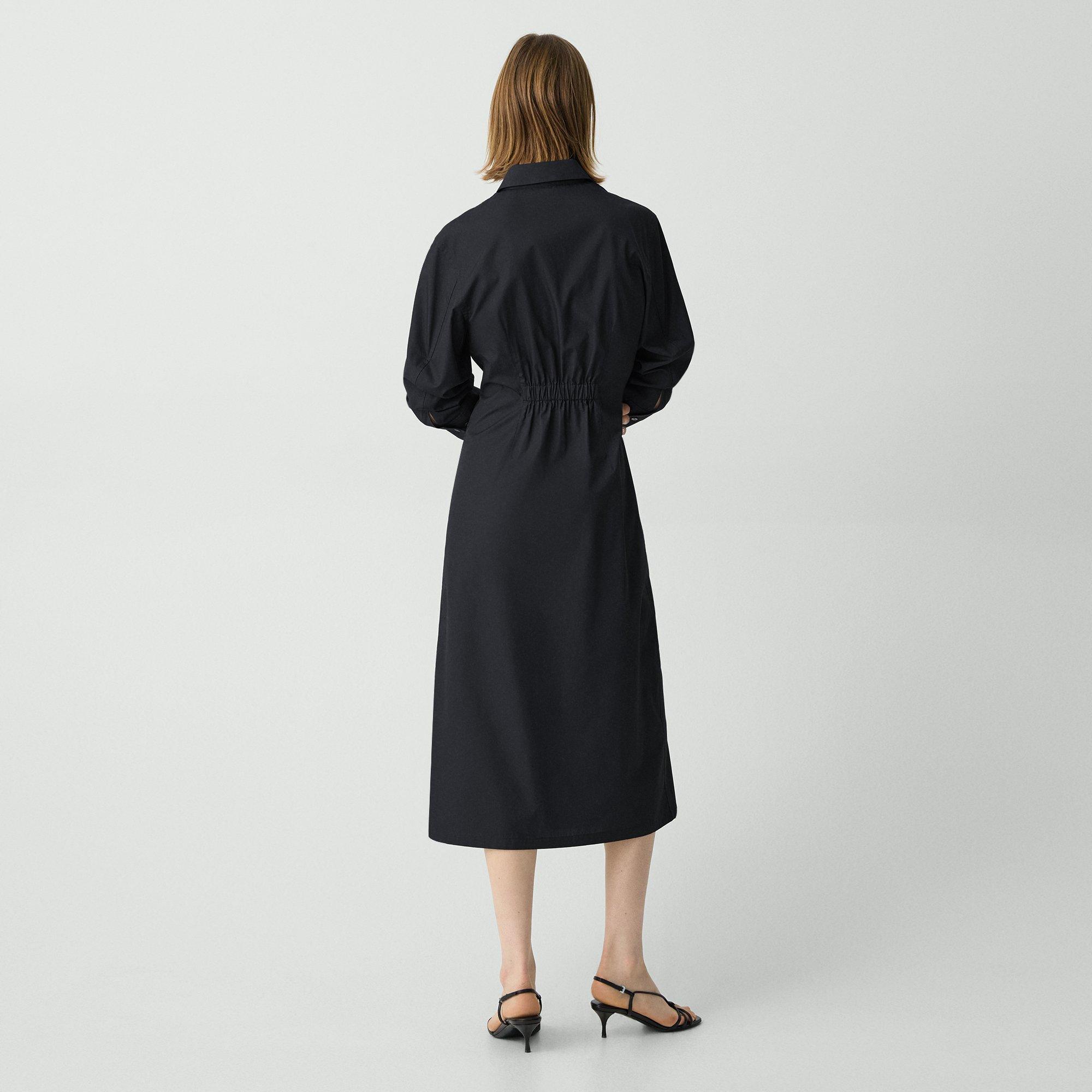 A-Line Midi Dress in Sleek Poplin