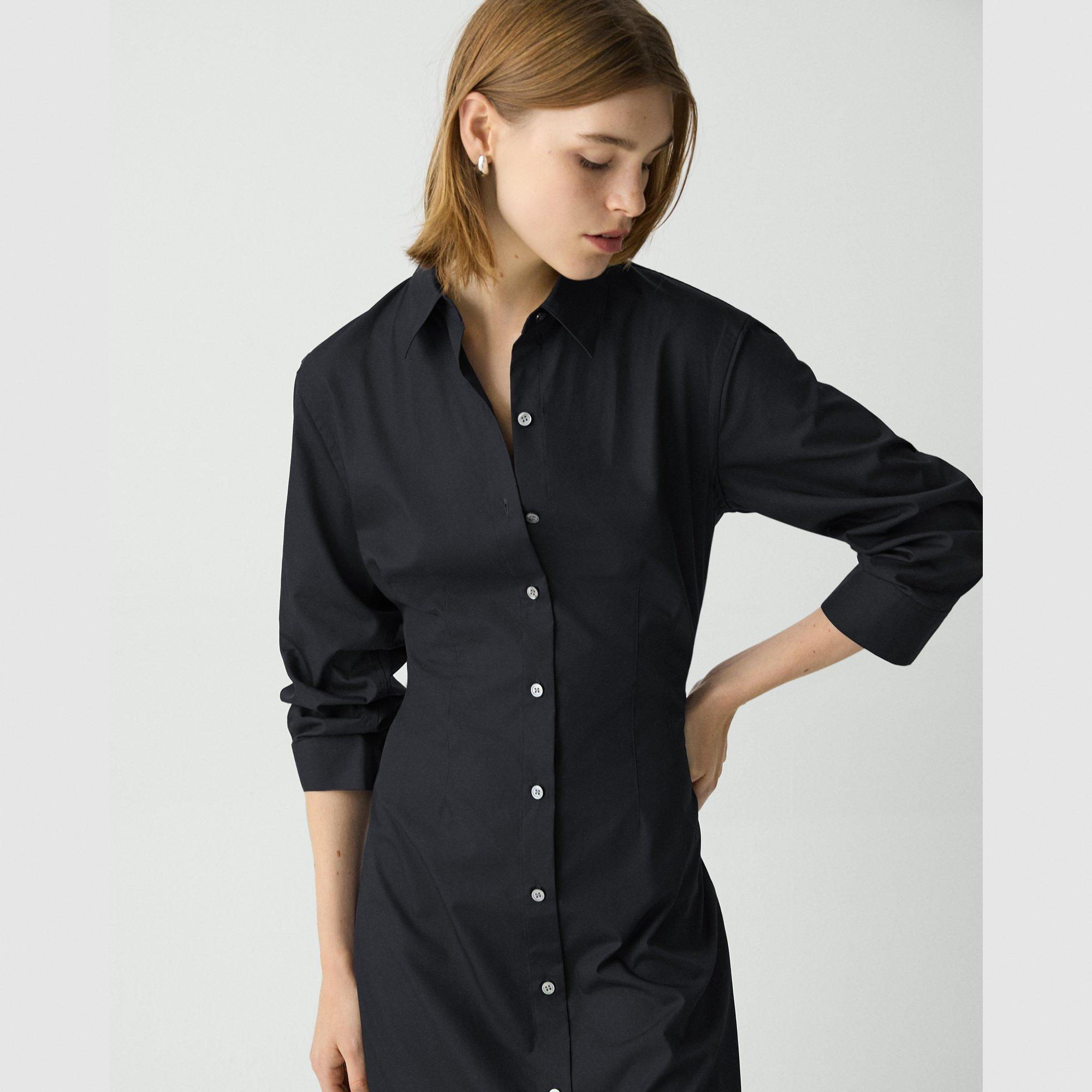 A-Line Midi Dress in Sleek Poplin