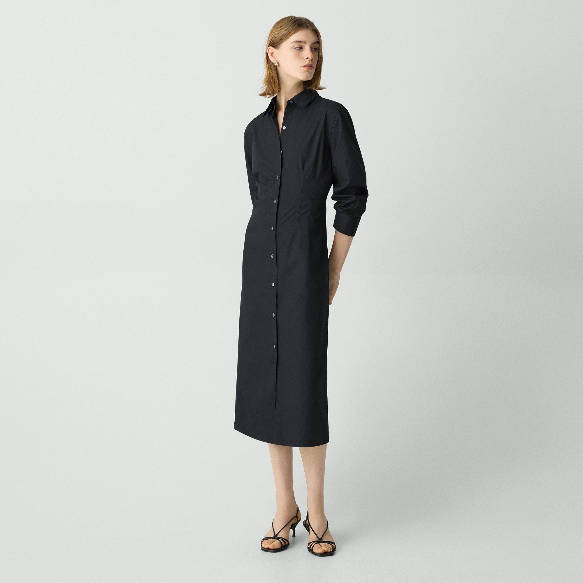 A-Line Midi Dress in Sleek Poplin