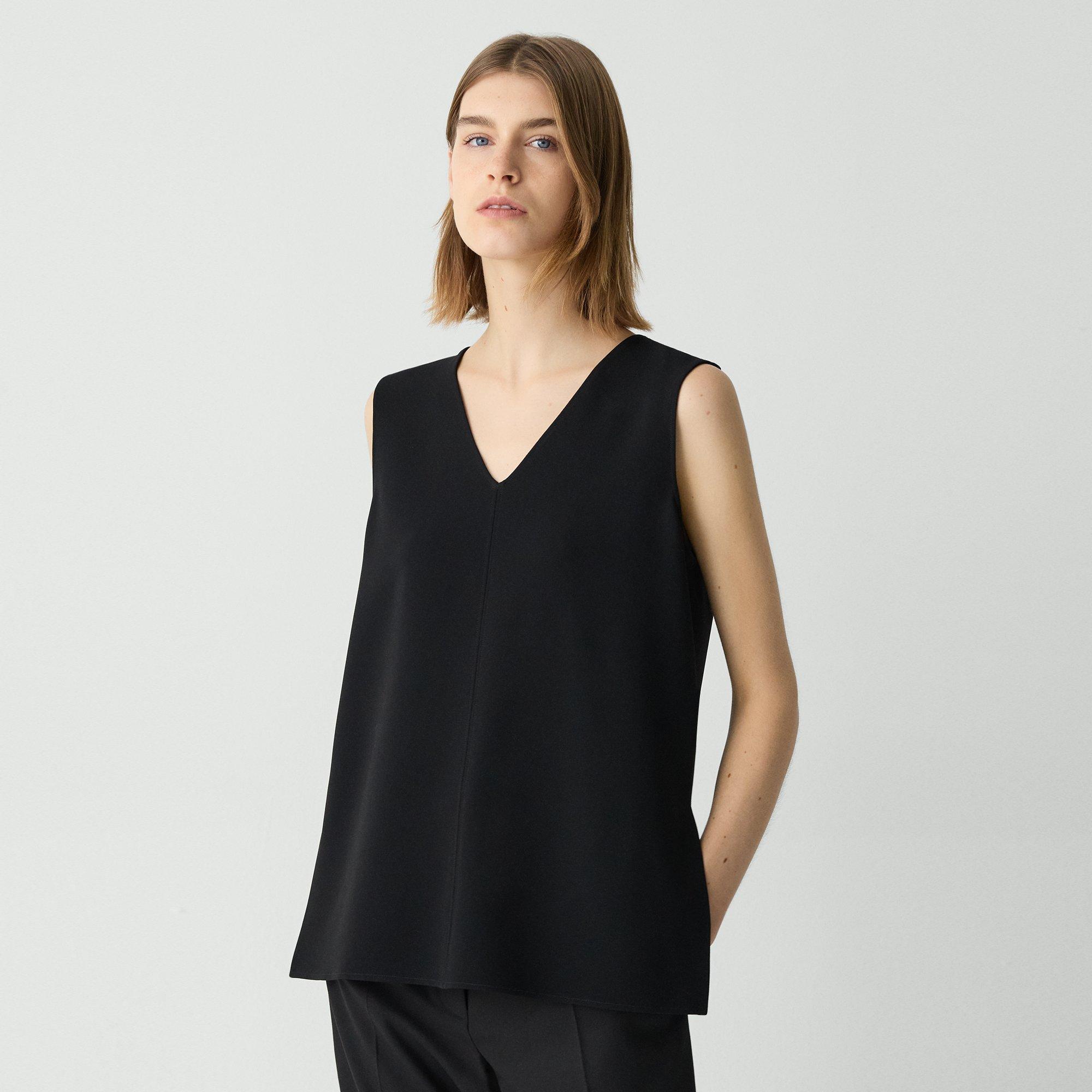 V-Neck Blouse in Admiral Crepe