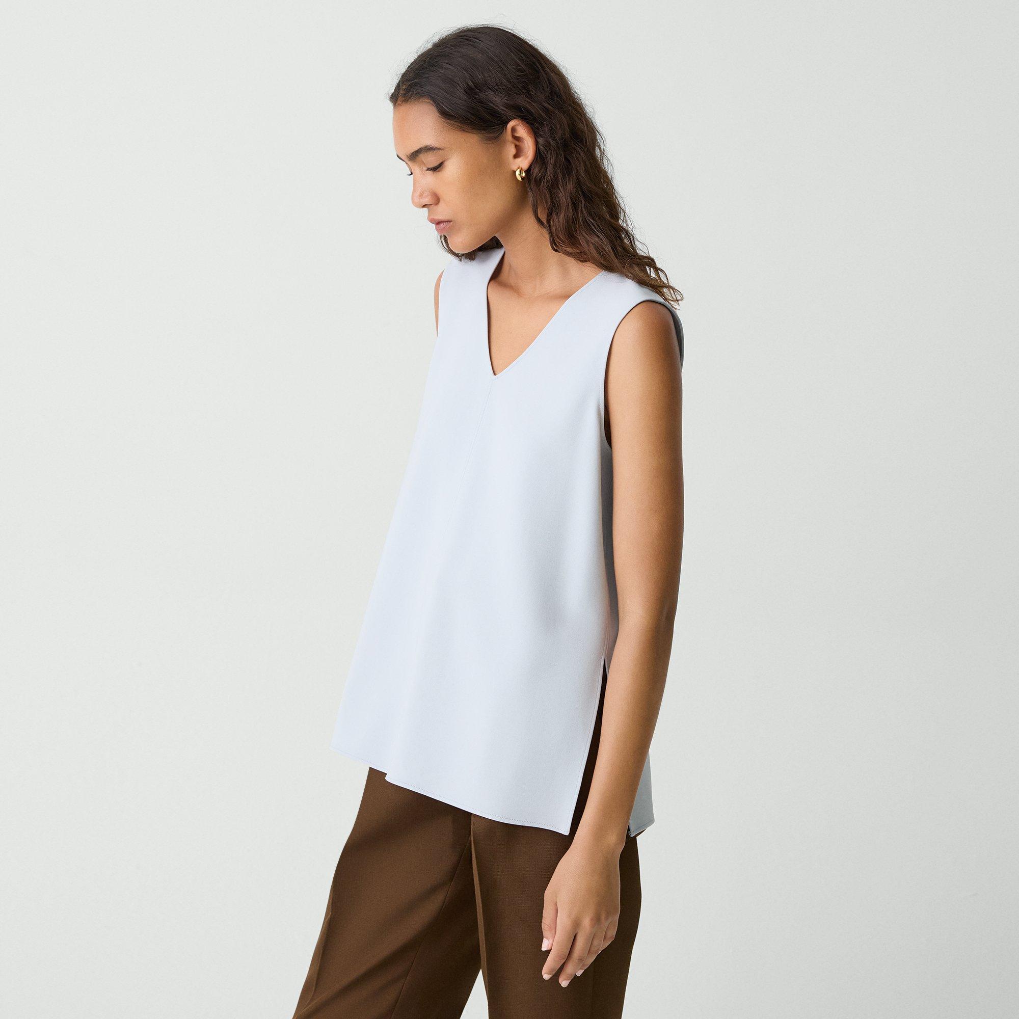 V-Neck Blouse in Admiral Crepe