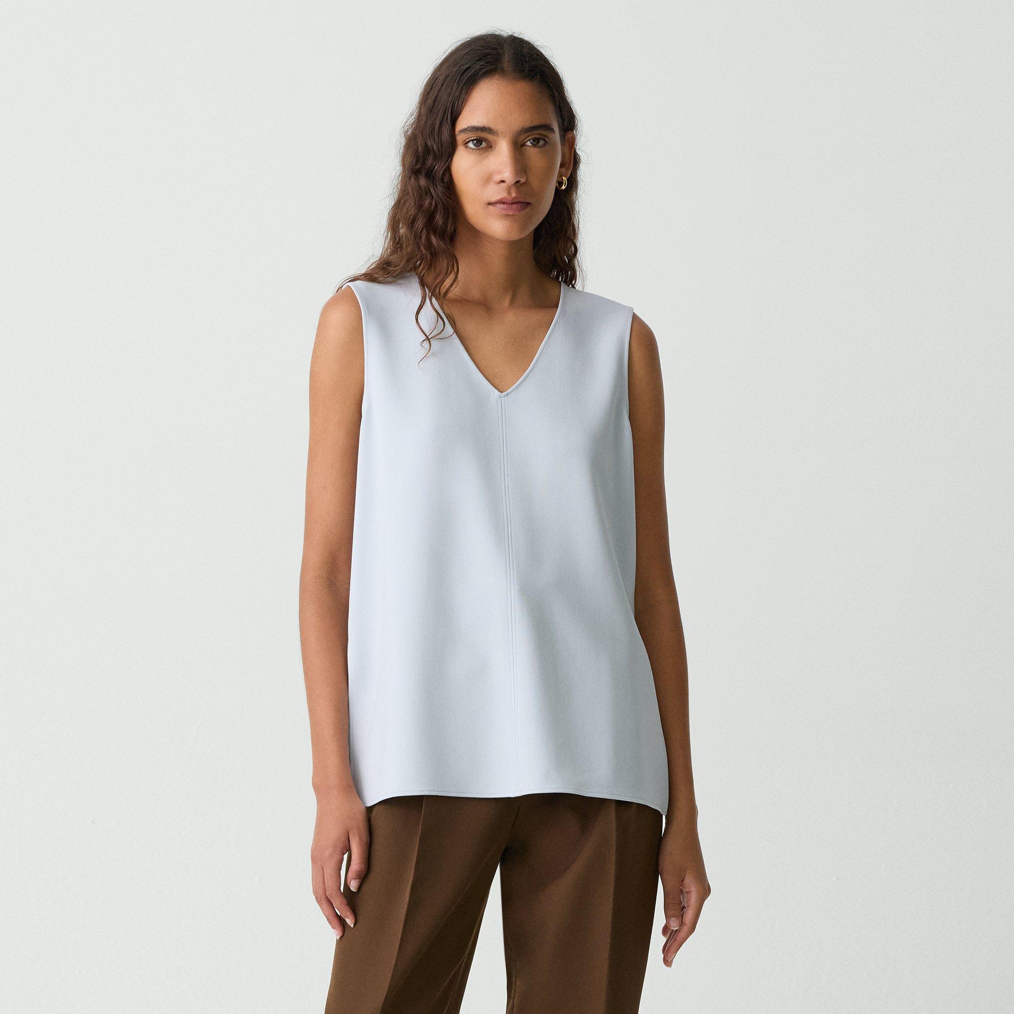 V-Neck Blouse in Admiral Crepe