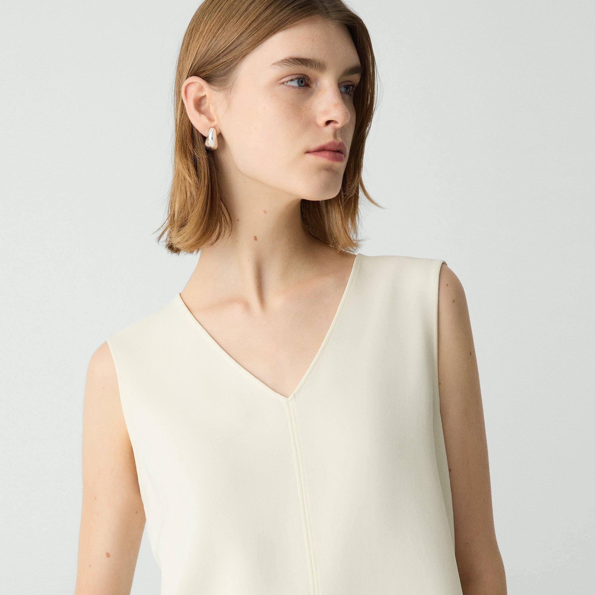 V-Neck Blouse in Admiral Crepe