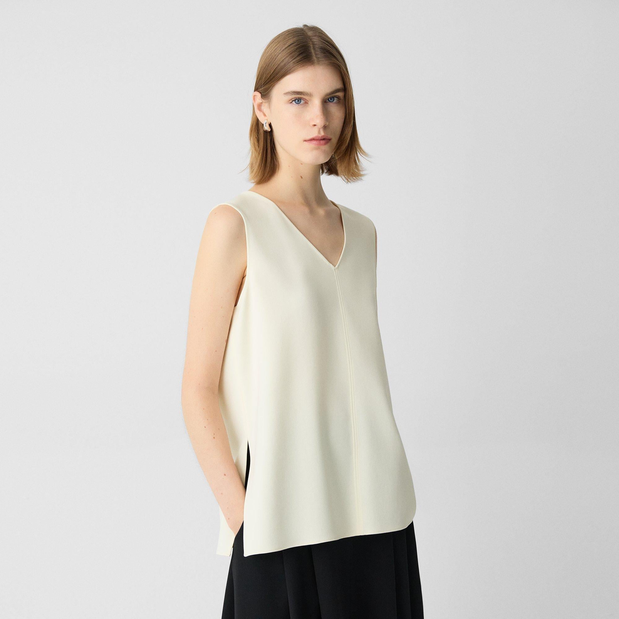 V-Neck Blouse in Admiral Crepe