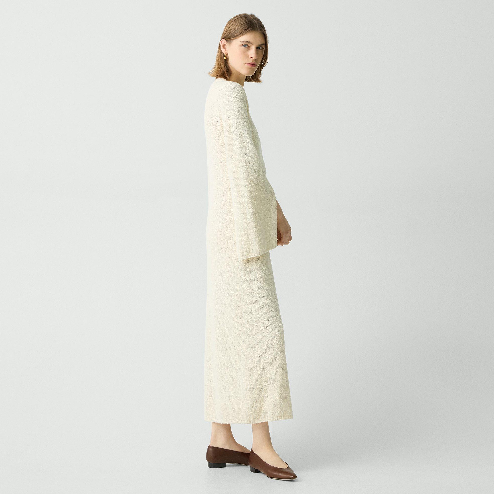 Bouclé Midi Dress in Cotton-Blend