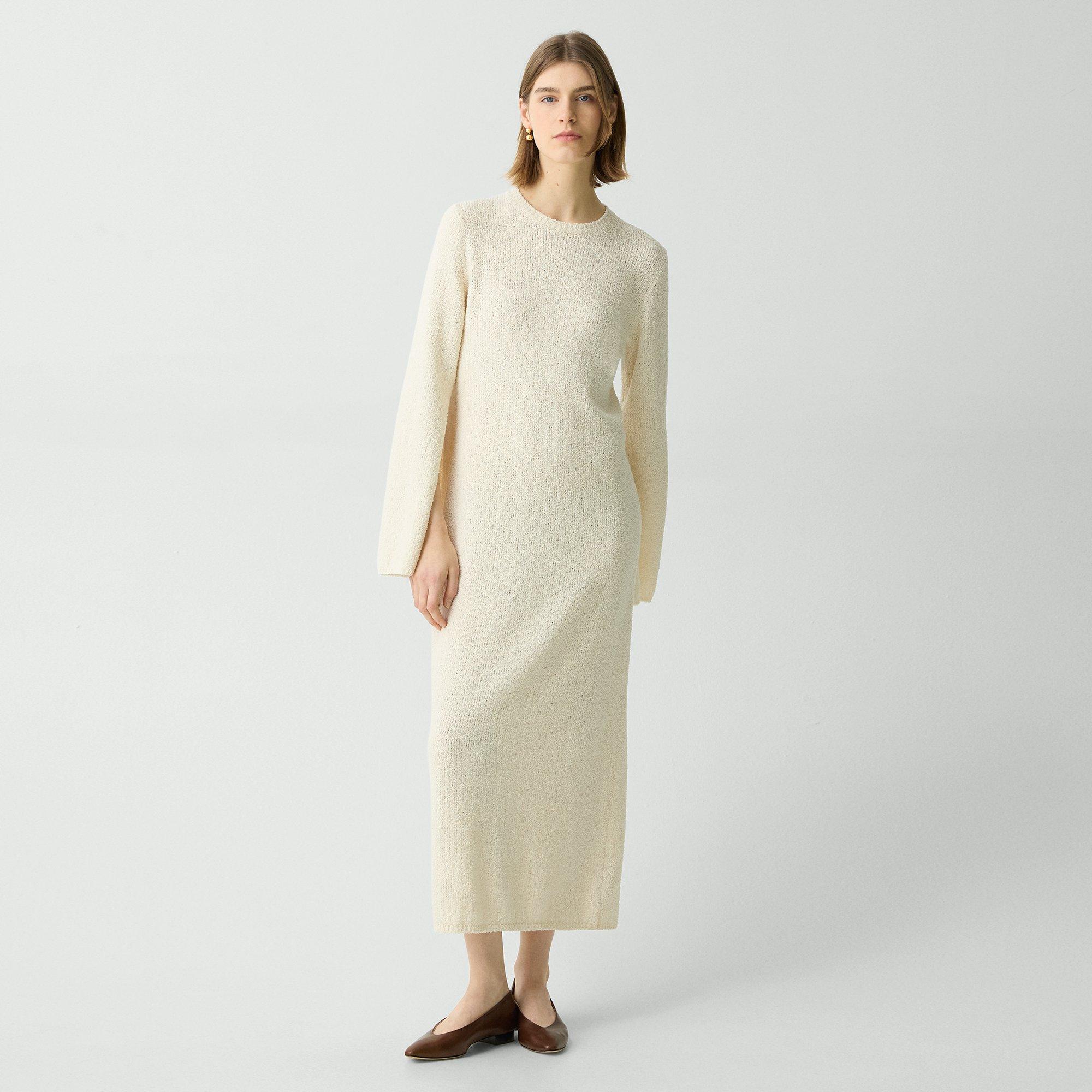 Bouclé Midi Dress in Cotton-Blend