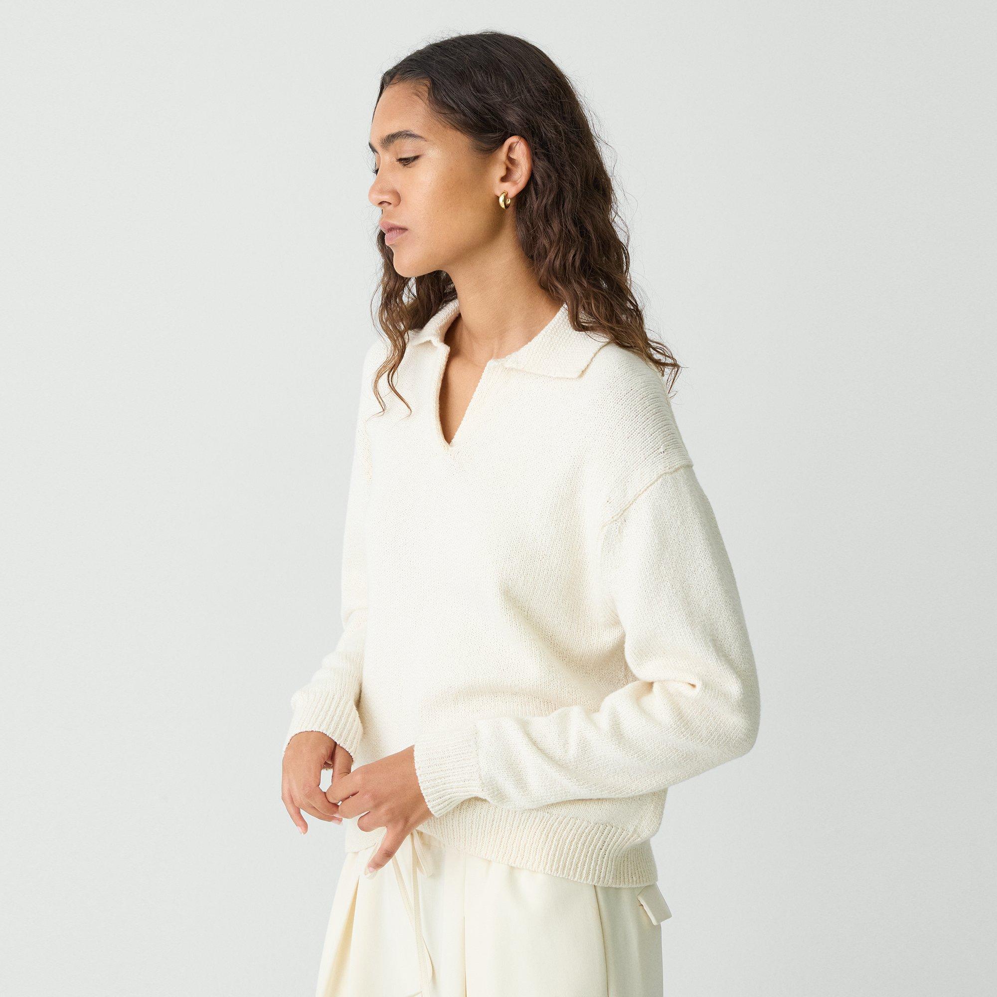 Polo Sweater in Cotton-Wool Bouclé