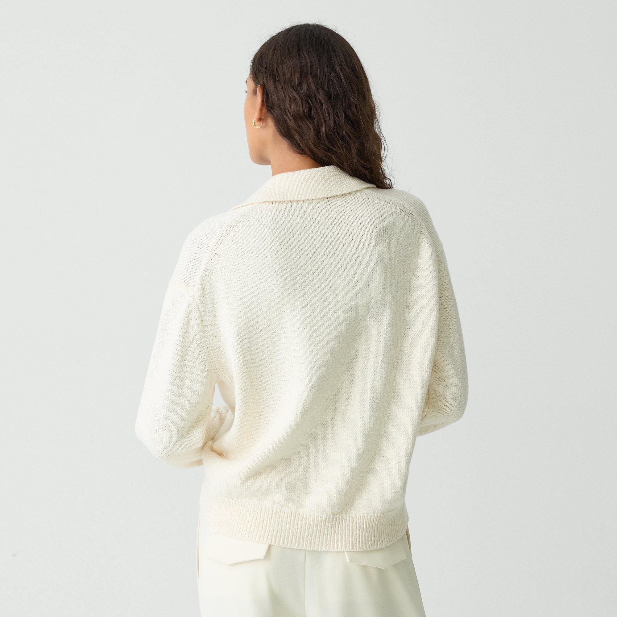 Polo Sweater in Cotton-Wool Bouclé