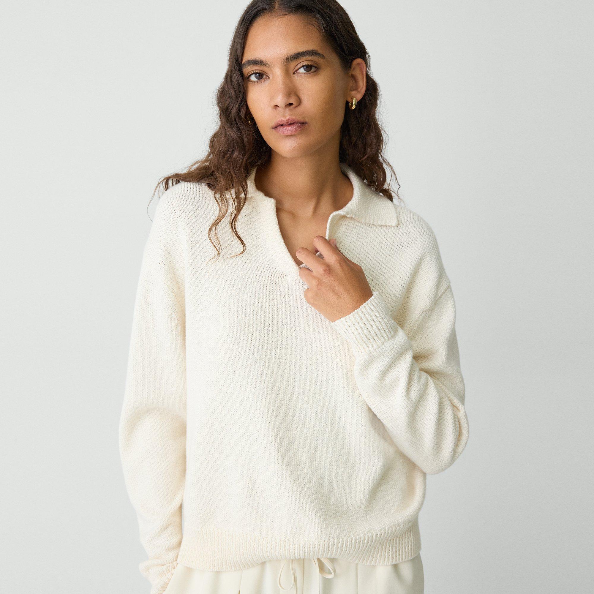 Polo Sweater in Cotton-Wool Bouclé