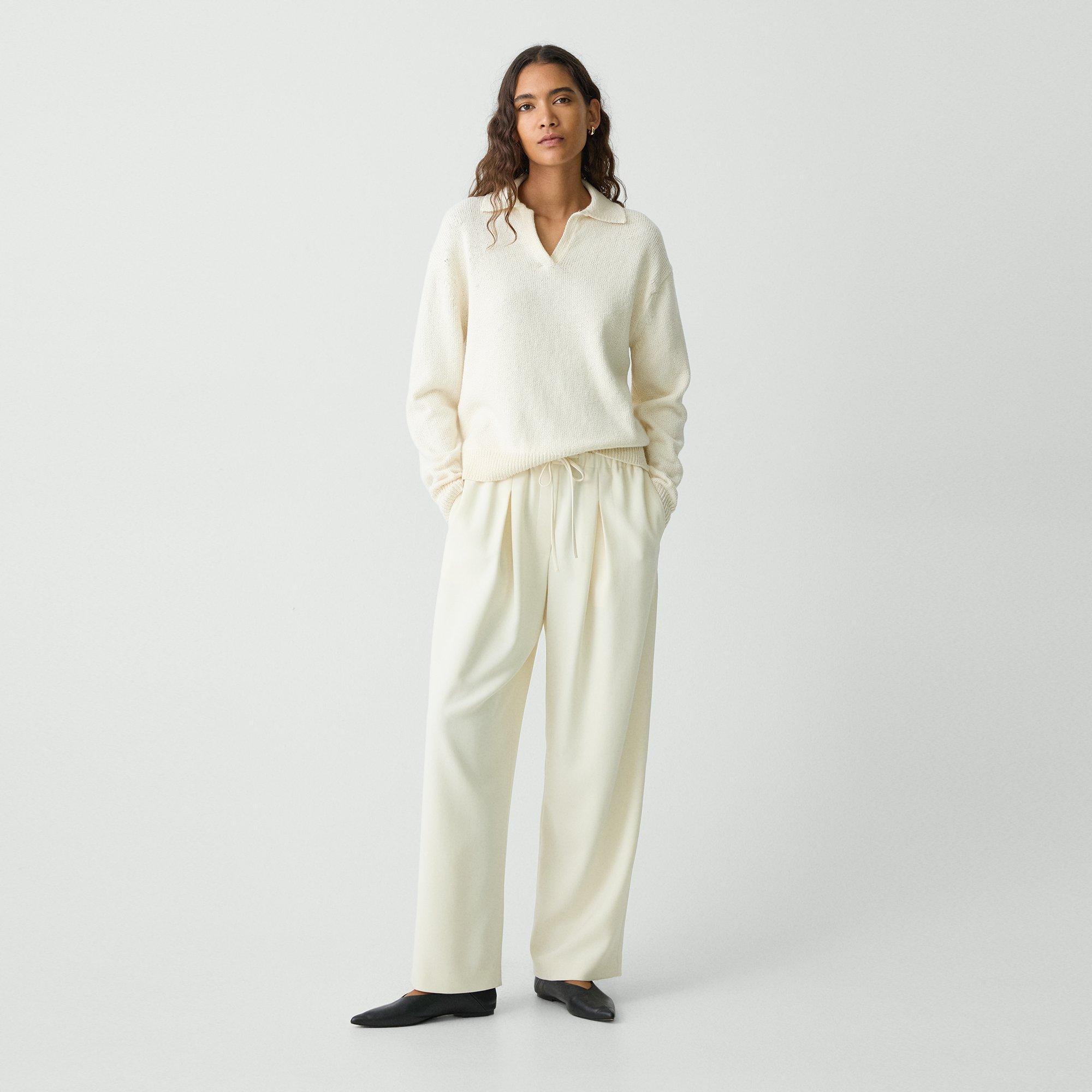 Polo Sweater in Cotton-Wool Bouclé