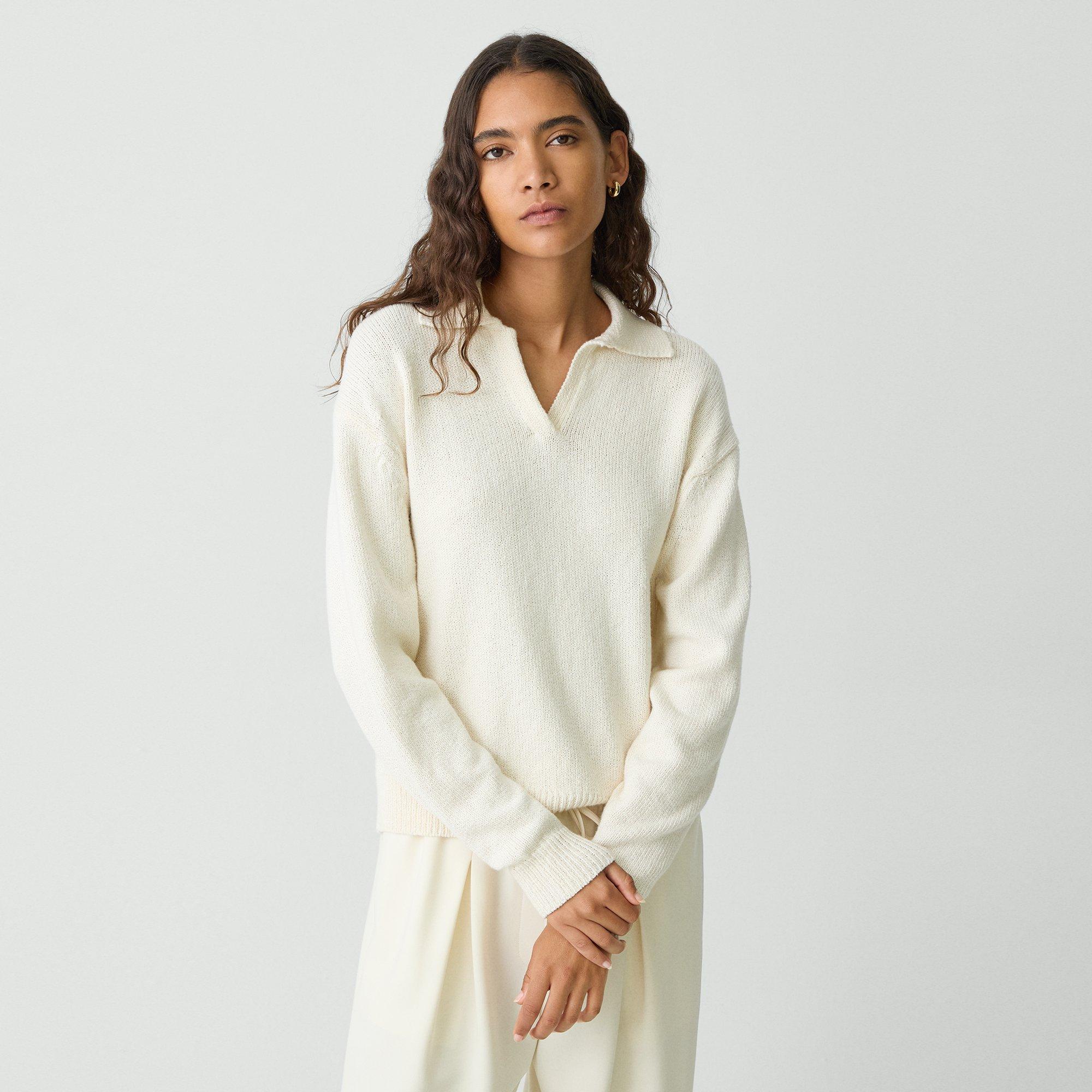 Polo Sweater in Cotton-Wool Bouclé