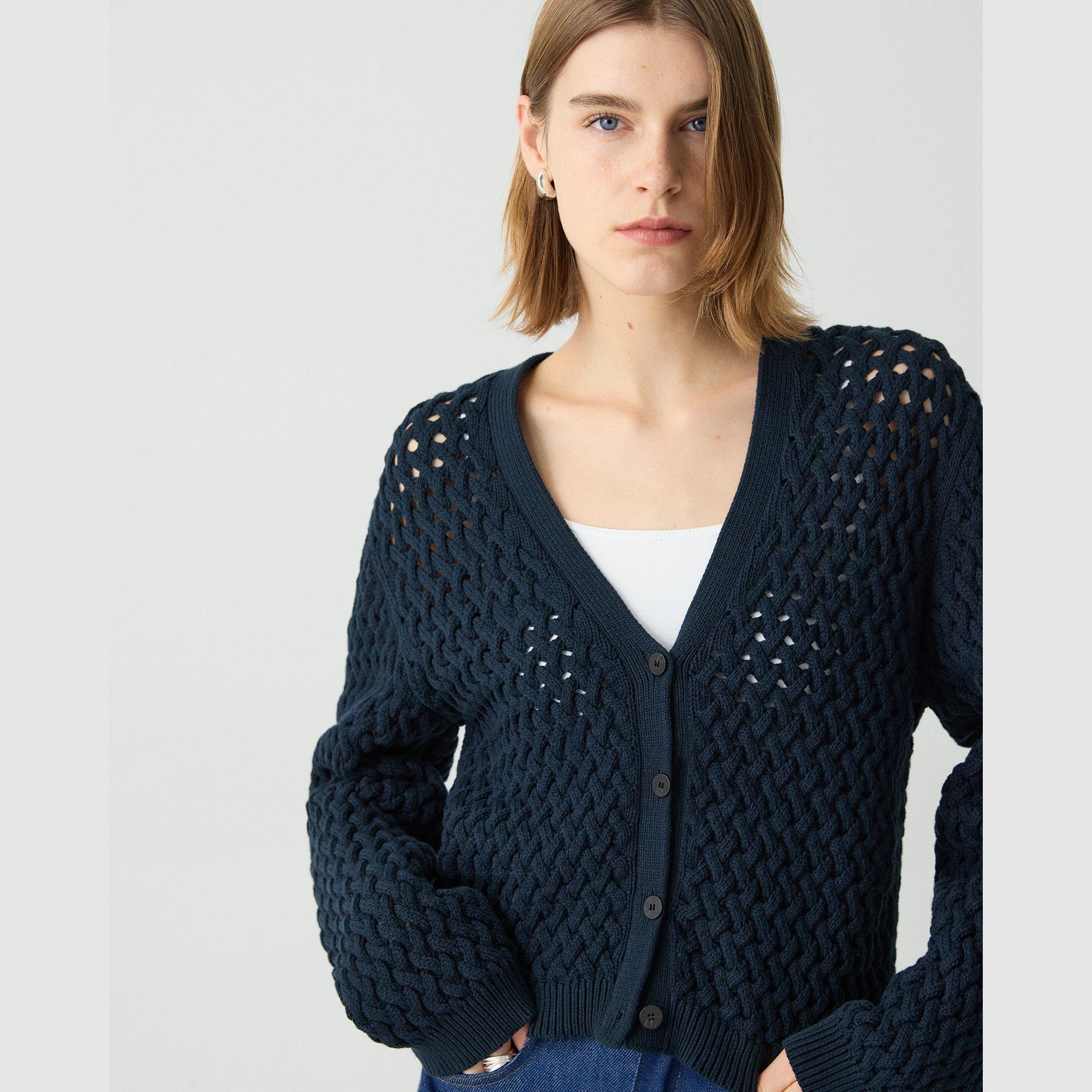 Cable-Knit Cardigan in Rounded Cotton