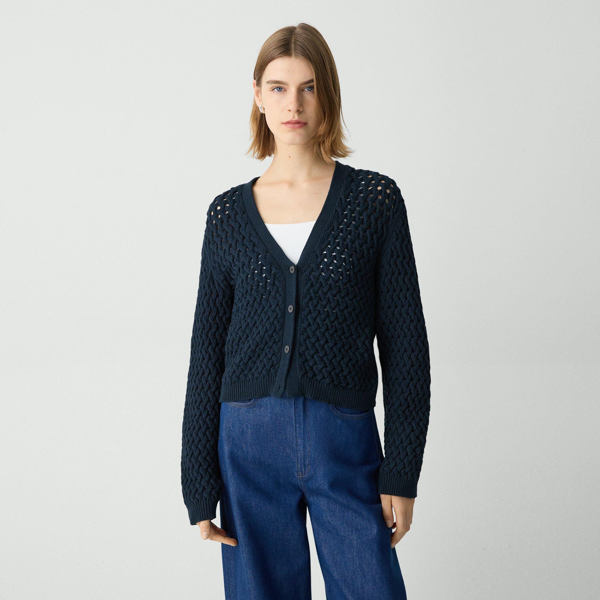 Cable-Knit Cardigan in Rounded Cotton