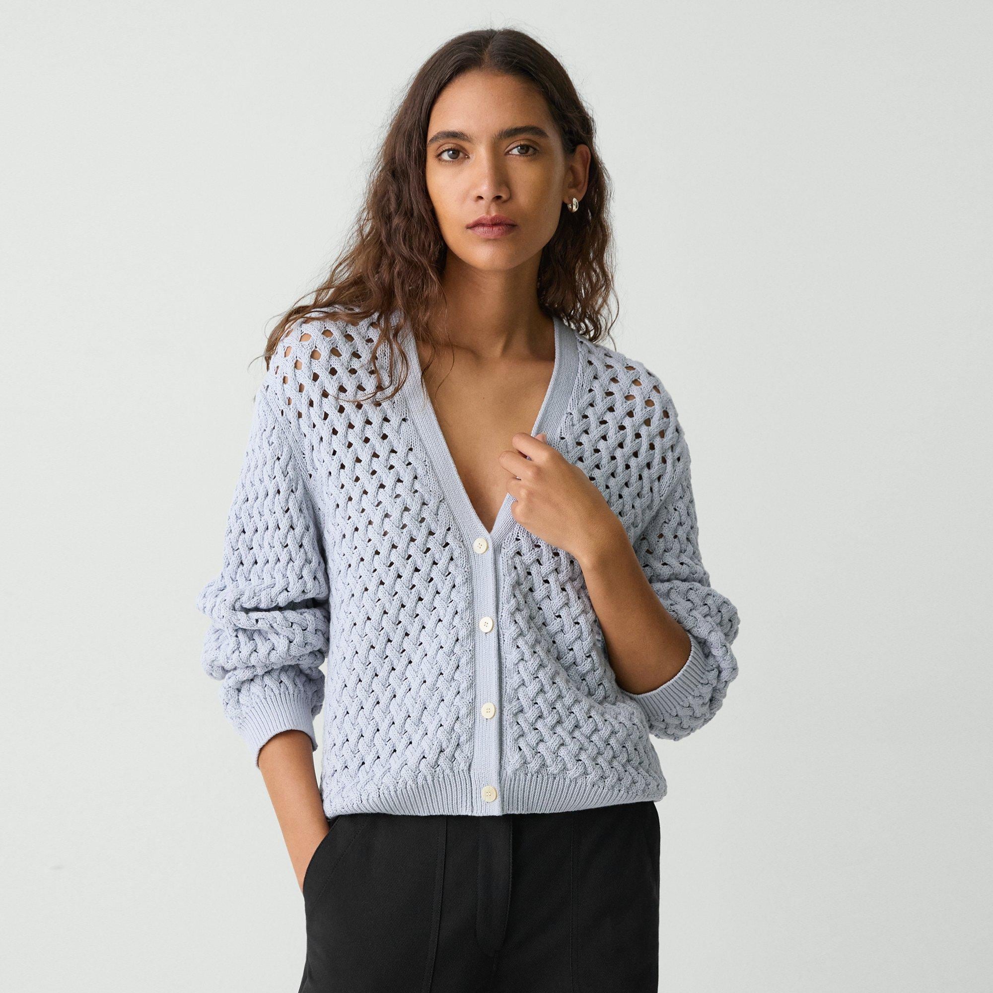 Cable-Knit Cardigan in Rounded Cotton