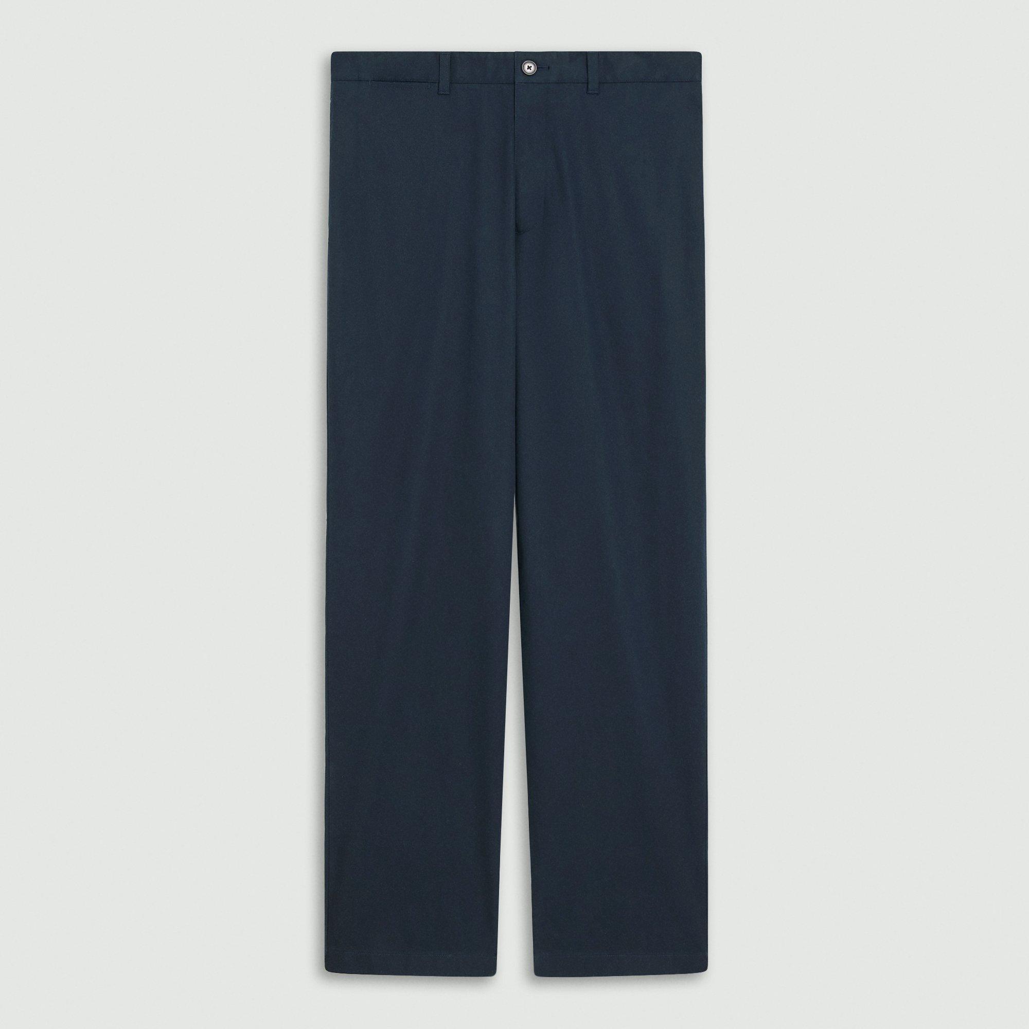 Pantalon droit en sergé de coton mélangé