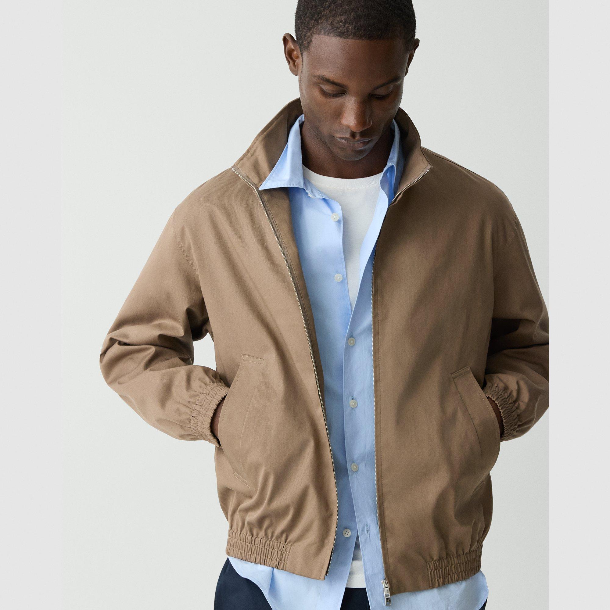 Stand Collar Jacket in Cotton-Blend Twill