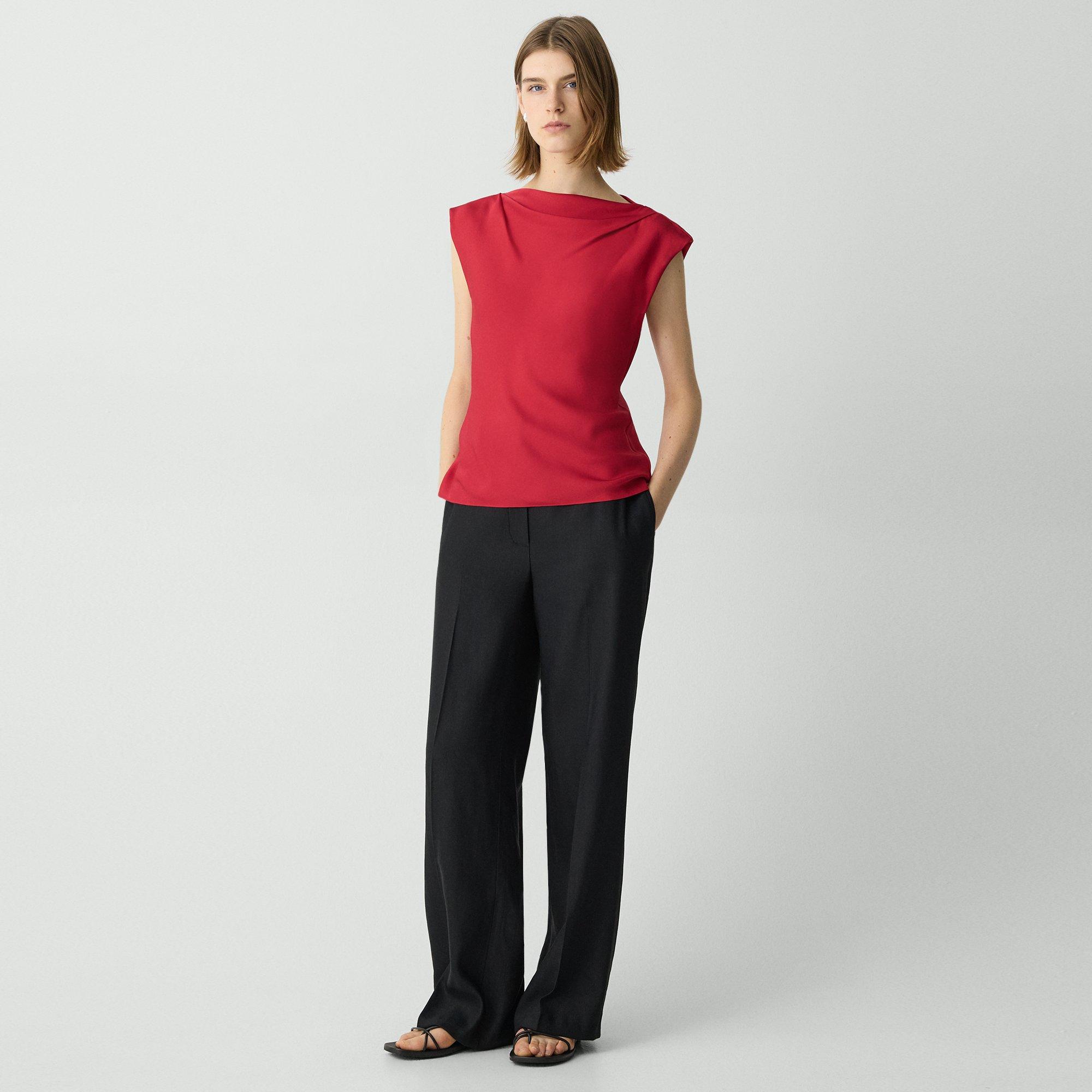 Cowl Neck Top in Silk Georgette